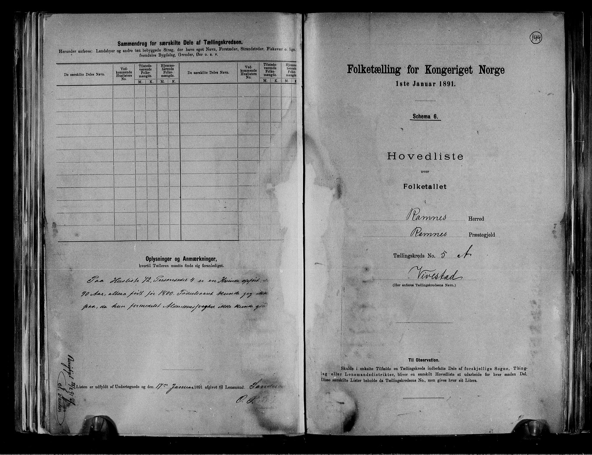 RA, 1891 census for 0718 Ramnes, 1891, p. 18