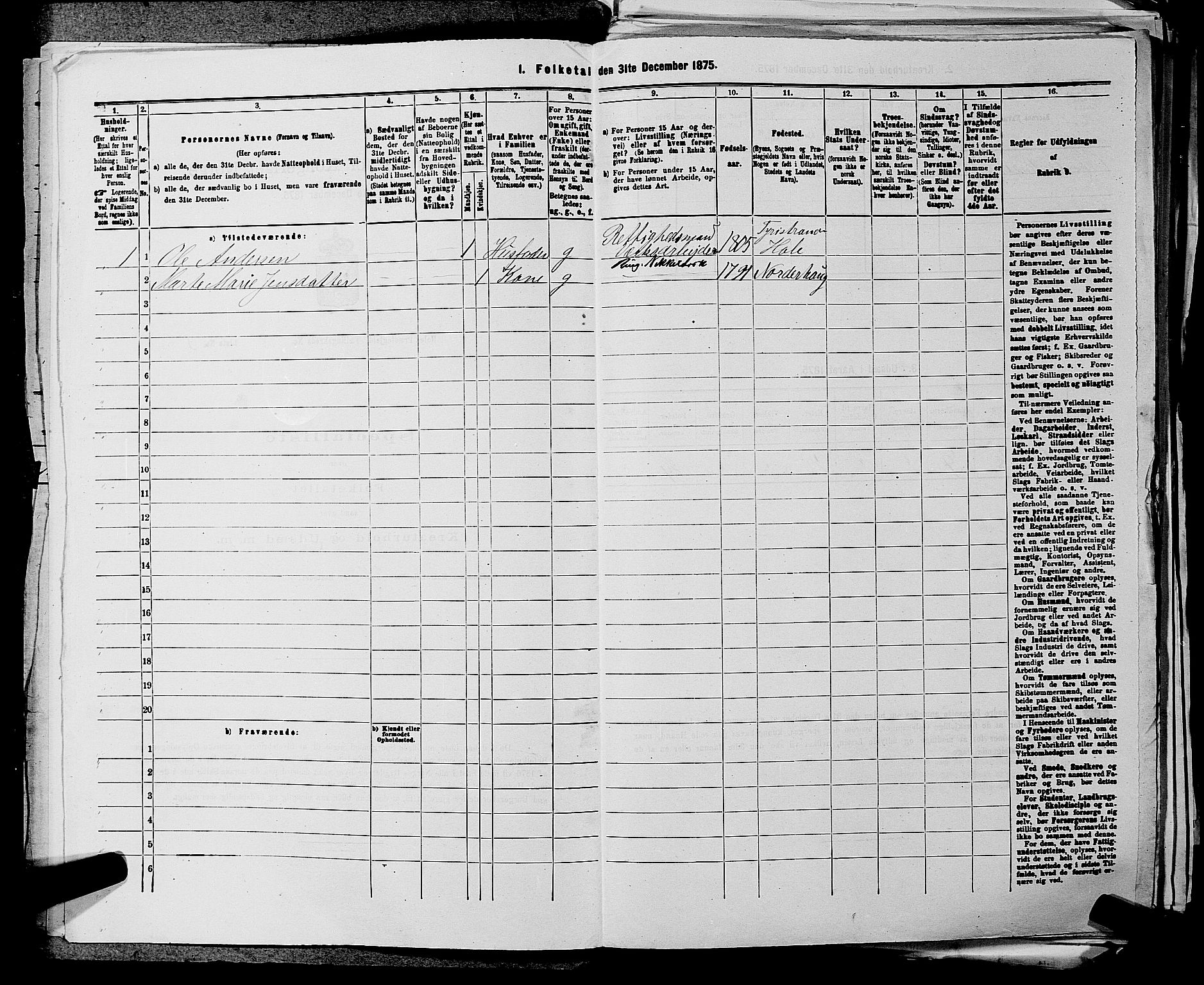 SAKO, 1875 census for 0612P Hole, 1875, p. 1383