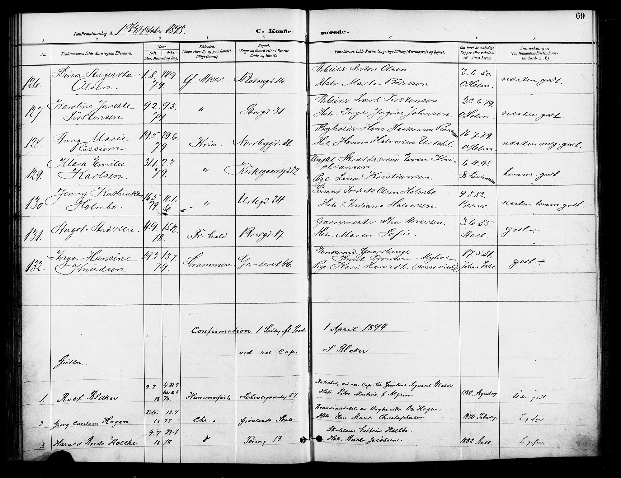 Grønland prestekontor Kirkebøker, AV/SAO-A-10848/F/Fa/L0011: Parish register (official) no. 11, 1892-1907, p. 69