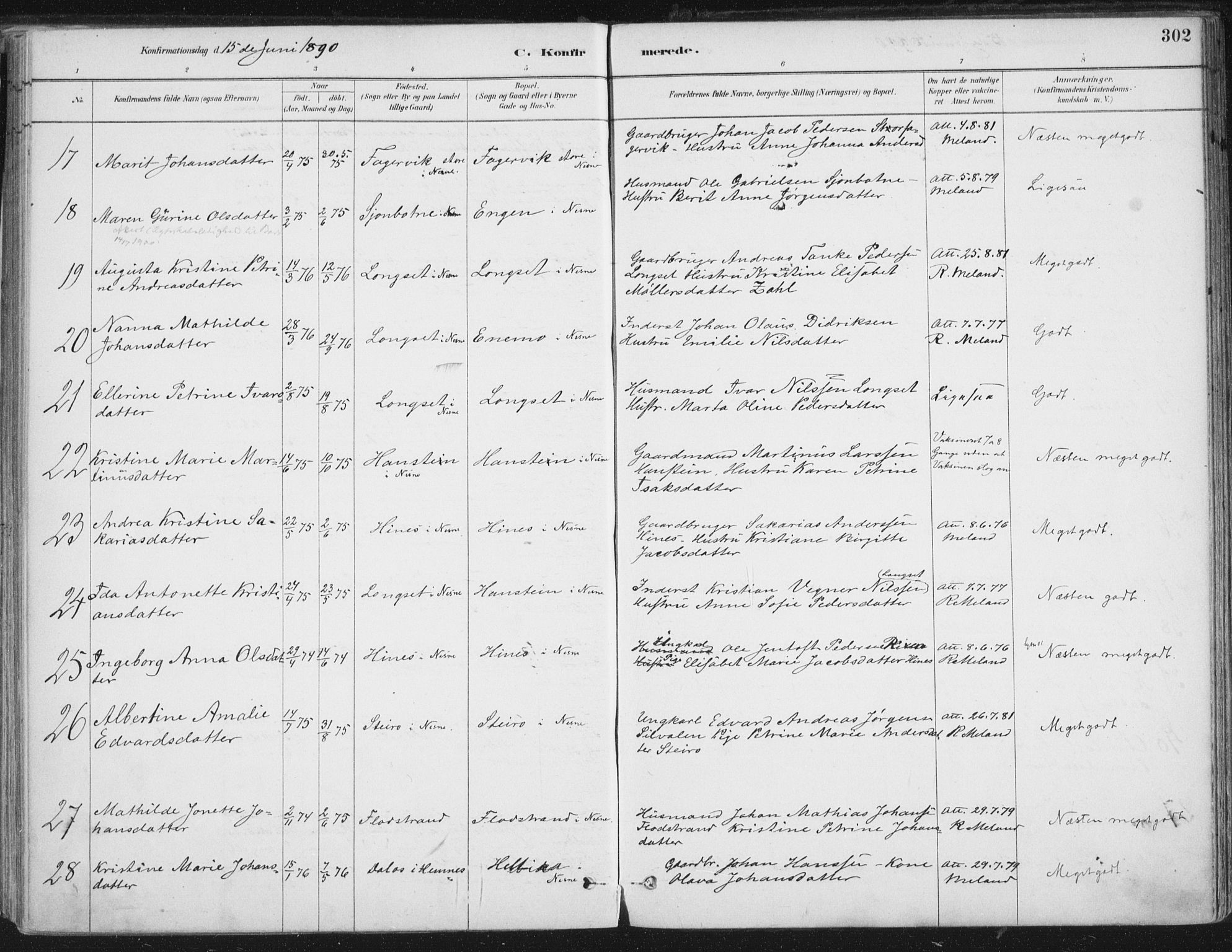 Ministerialprotokoller, klokkerbøker og fødselsregistre - Nordland, AV/SAT-A-1459/838/L0552: Parish register (official) no. 838A10, 1880-1910, p. 302