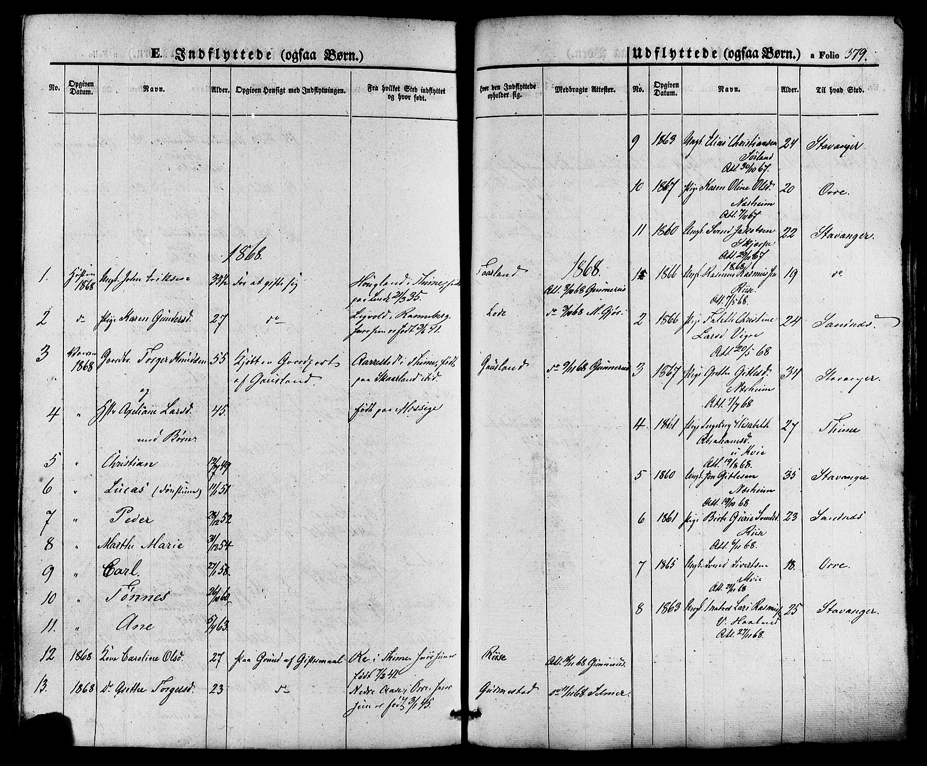 Hå sokneprestkontor, SAST/A-101801/001/30BA/L0008: Parish register (official) no. A 7, 1853-1878, p. 379
