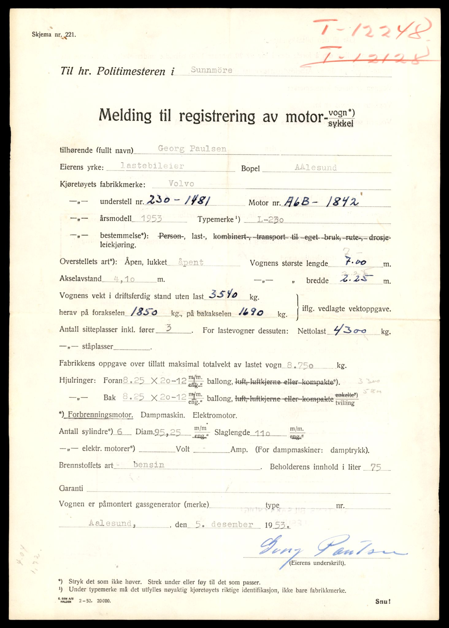 Møre og Romsdal vegkontor - Ålesund trafikkstasjon, AV/SAT-A-4099/F/Fe/L0033: Registreringskort for kjøretøy T 12151 - T 12474, 1927-1998, p. 2389