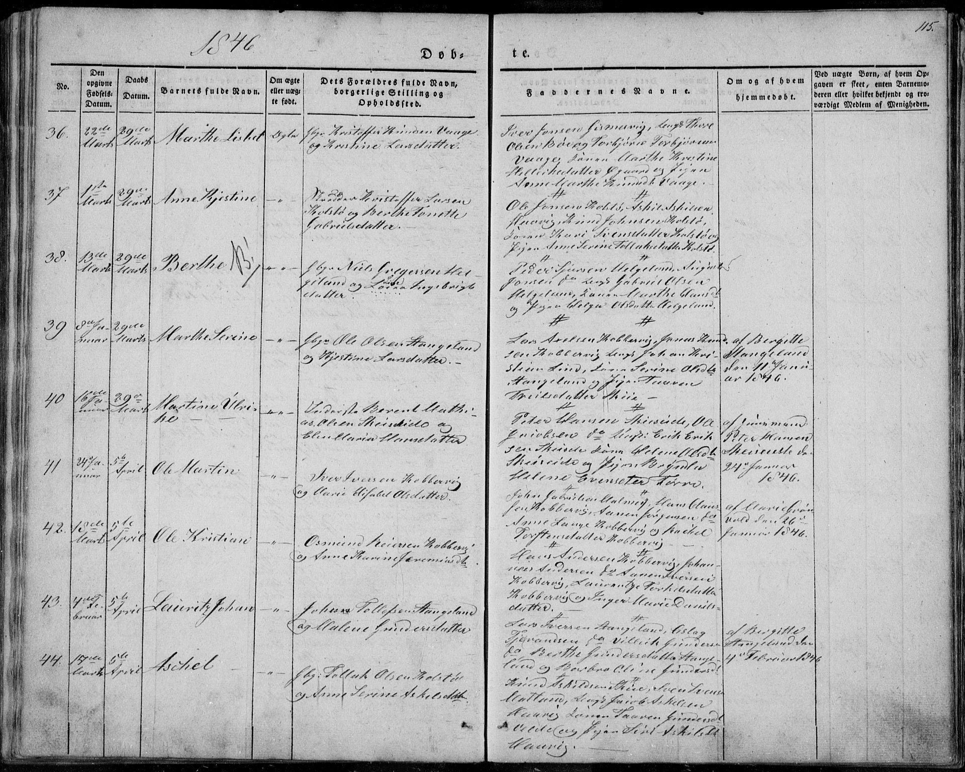 Avaldsnes sokneprestkontor, AV/SAST-A -101851/H/Ha/Haa/L0006: Parish register (official) no. A 6, 1839-1847, p. 115