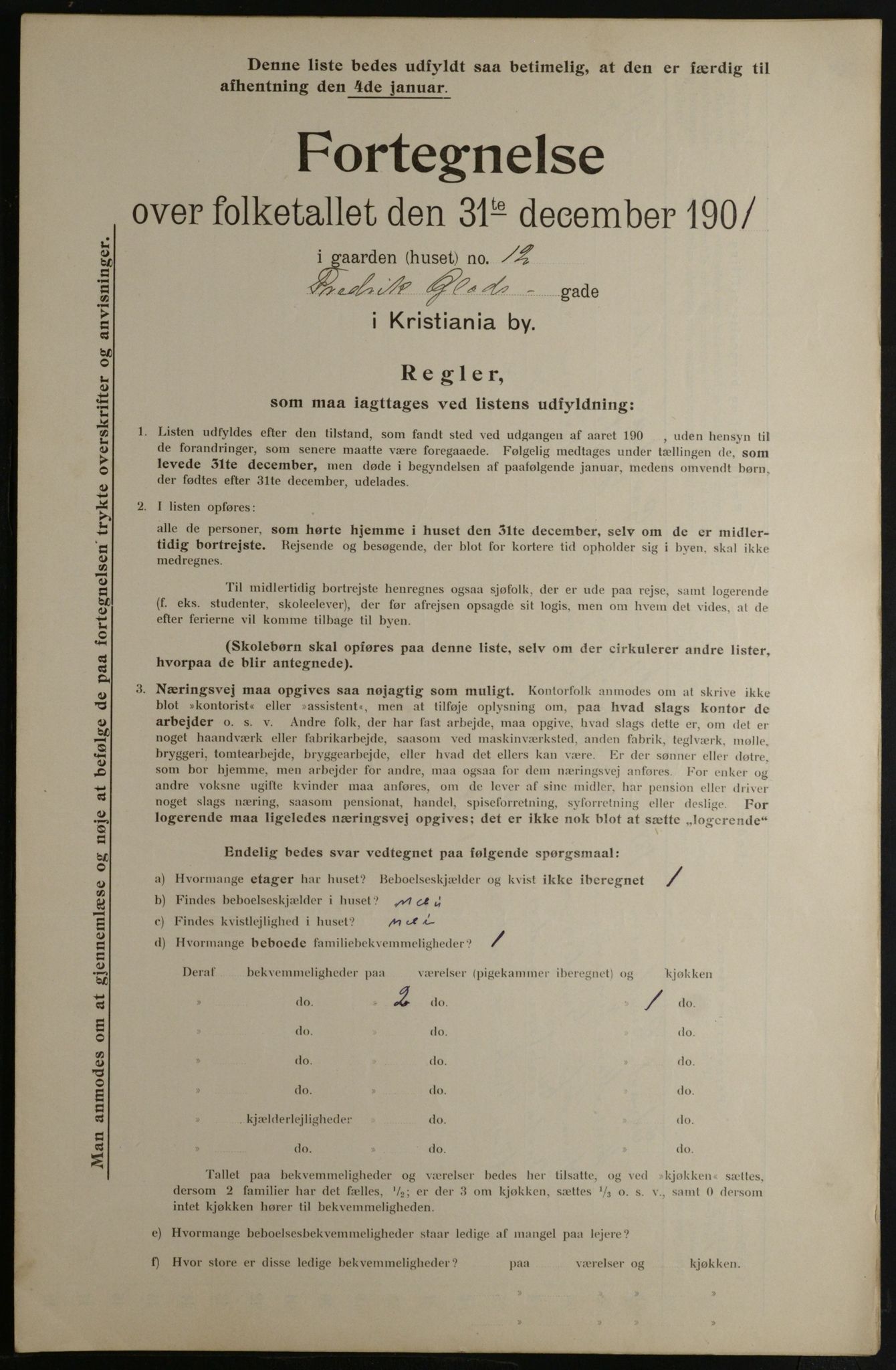 OBA, Municipal Census 1901 for Kristiania, 1901, p. 4285