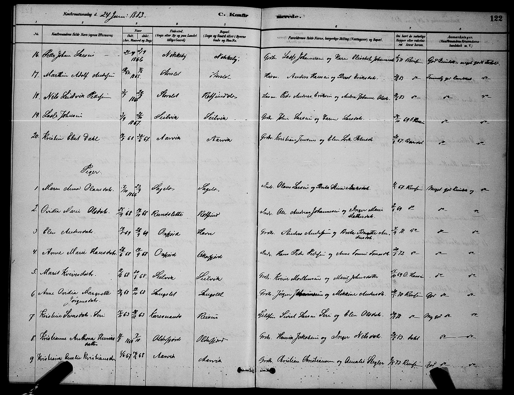 Skjervøy sokneprestkontor, AV/SATØ-S-1300/H/Ha/Hab/L0006klokker: Parish register (copy) no. 6, 1878-1888, p. 122