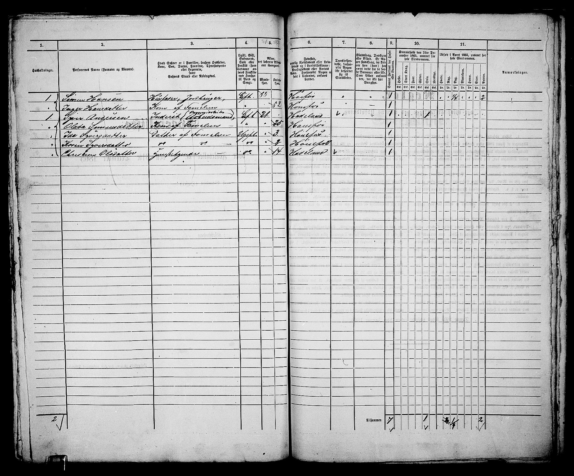 RA, 1865 census for Norderhov/Hønefoss, 1865, p. 309