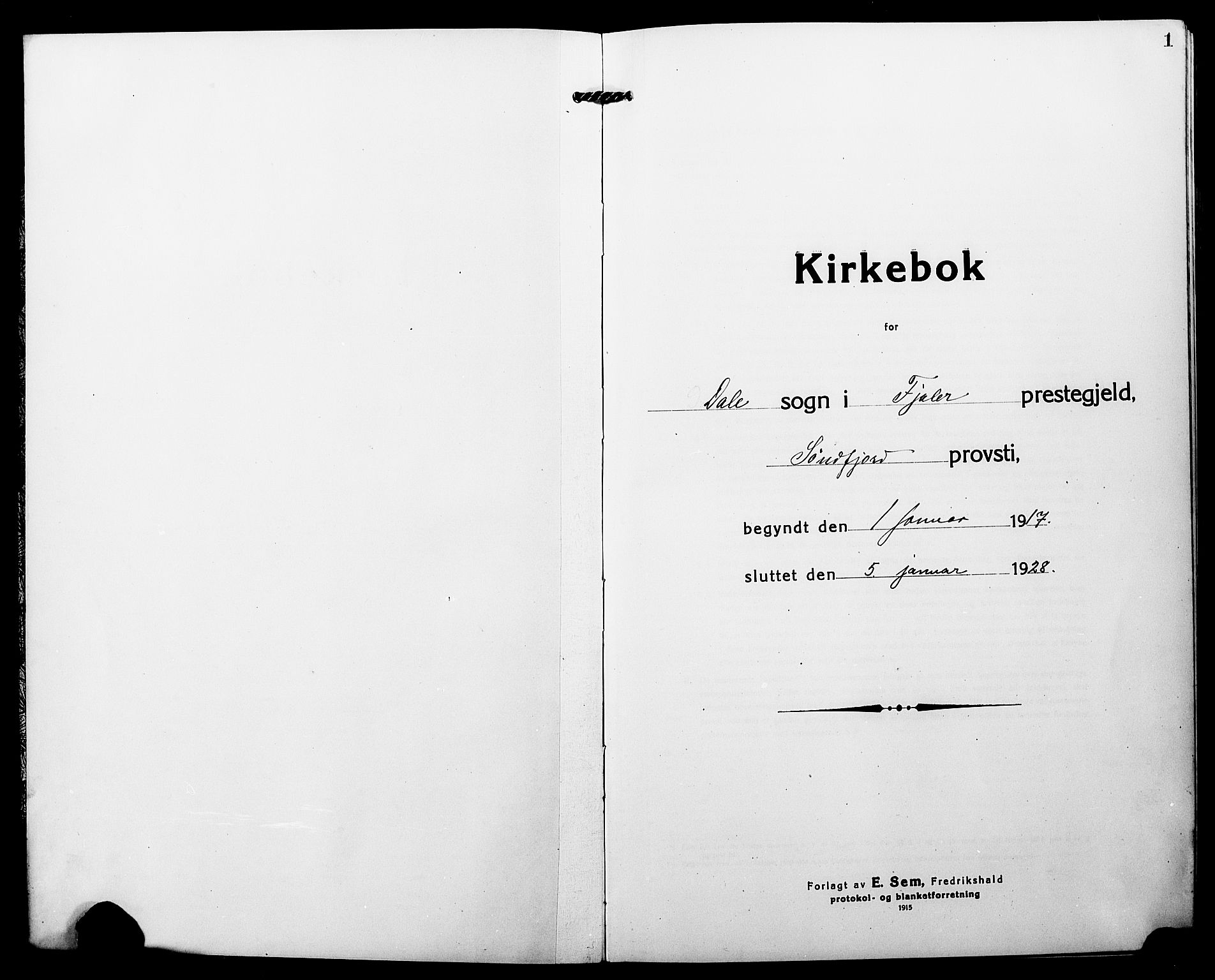 Fjaler sokneprestembete, AV/SAB-A-79801/H/Hab/Habc/L0004: Parish register (copy) no. C 4, 1914-1927, p. 1