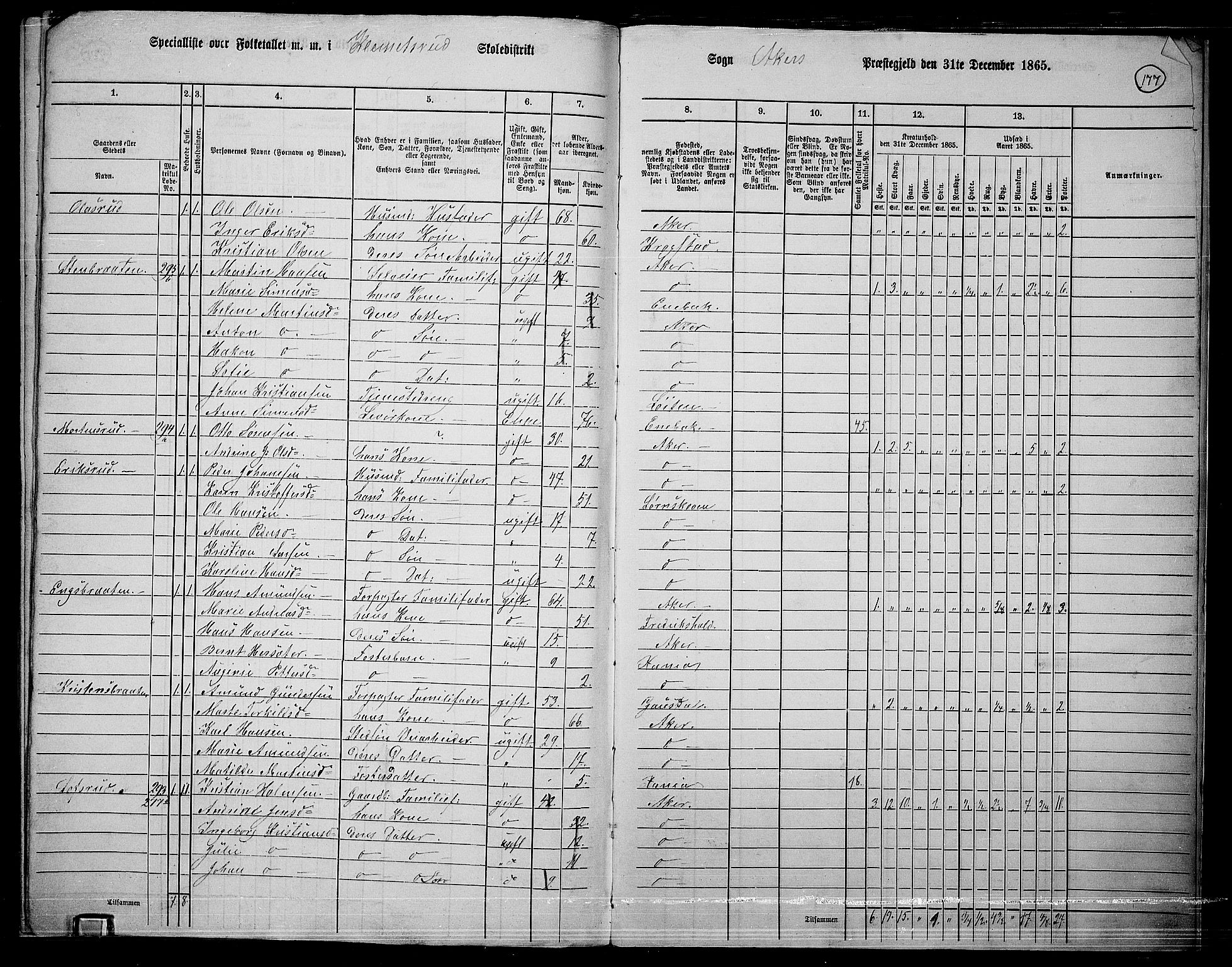 RA, 1865 census for Østre Aker, 1865, p. 395