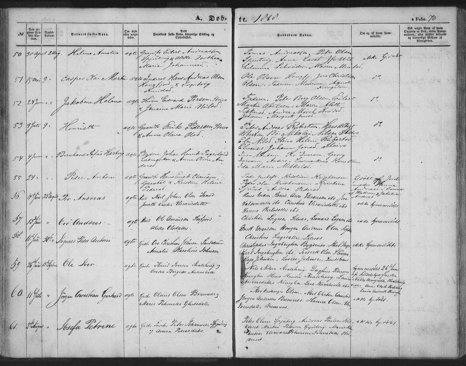 Ministerialprotokoller, klokkerbøker og fødselsregistre - Nordland, AV/SAT-A-1459/895/L1369: Parish register (official) no. 895A04, 1852-1872, p. 70