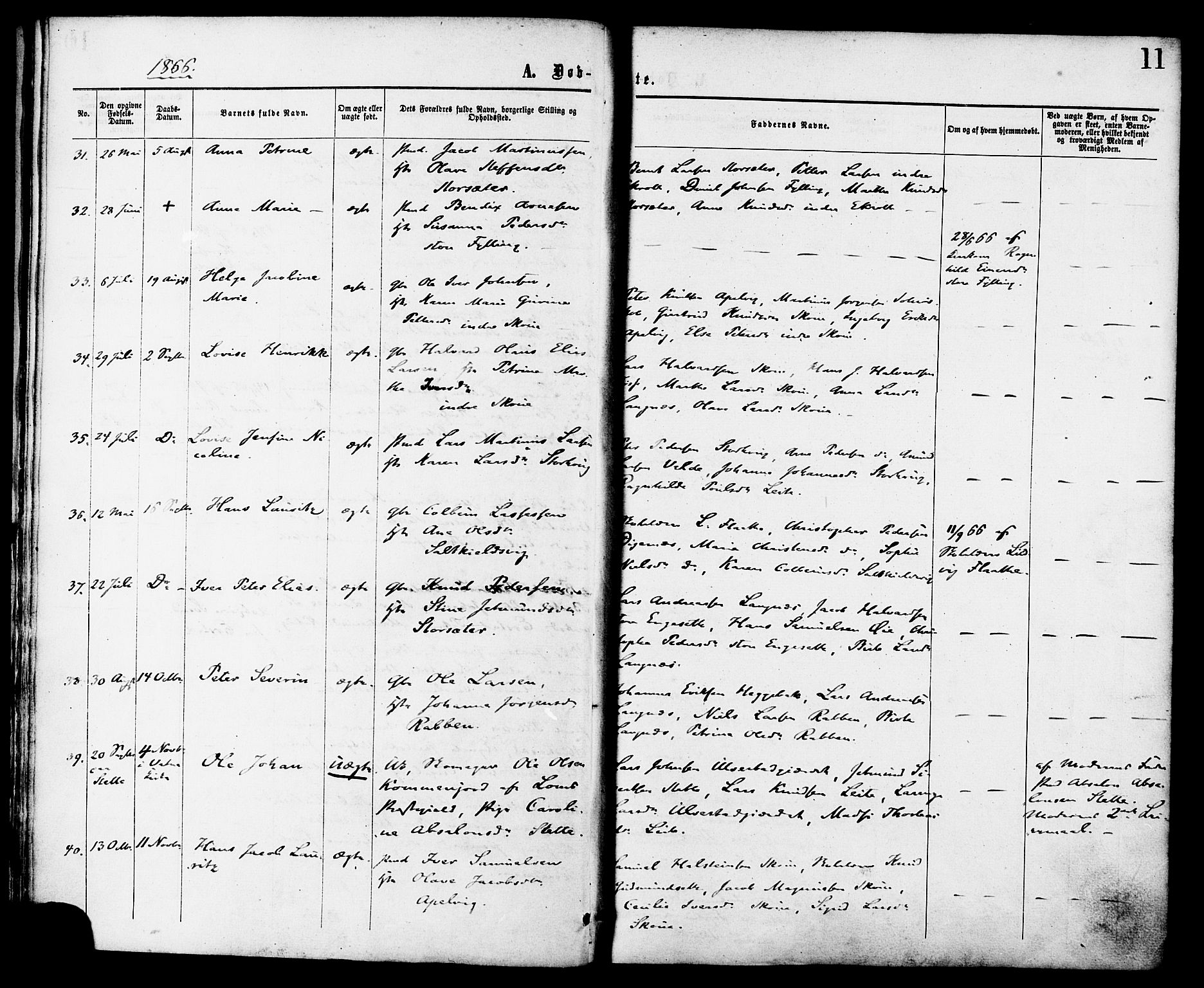 Ministerialprotokoller, klokkerbøker og fødselsregistre - Møre og Romsdal, SAT/A-1454/524/L0355: Parish register (official) no. 524A07, 1864-1879, p. 11
