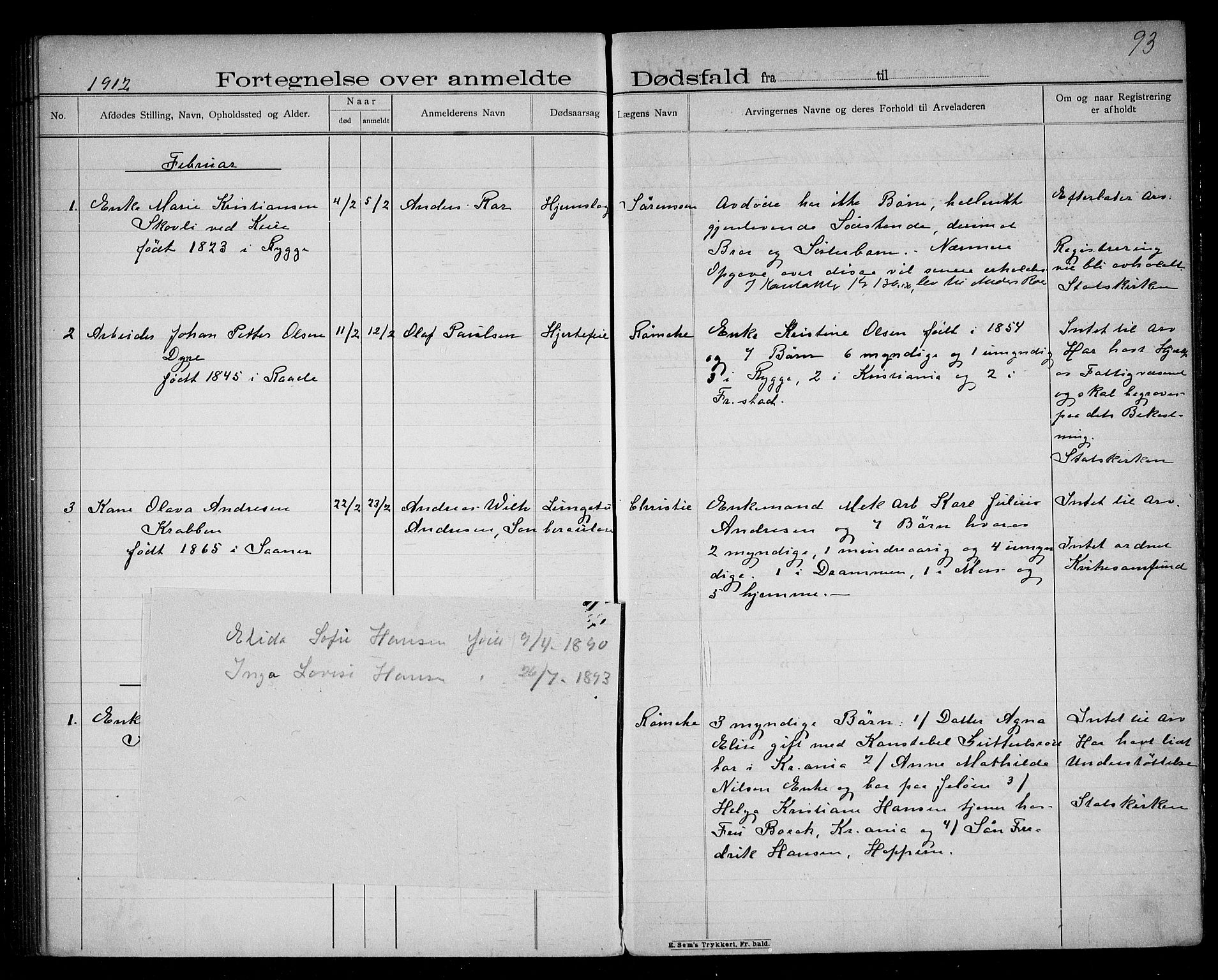 Rygge lensmannskontor, AV/SAO-A-10005/H/Ha/Haa/L0004: Dødsfallsprotokoll, 1903-1912, p. 93