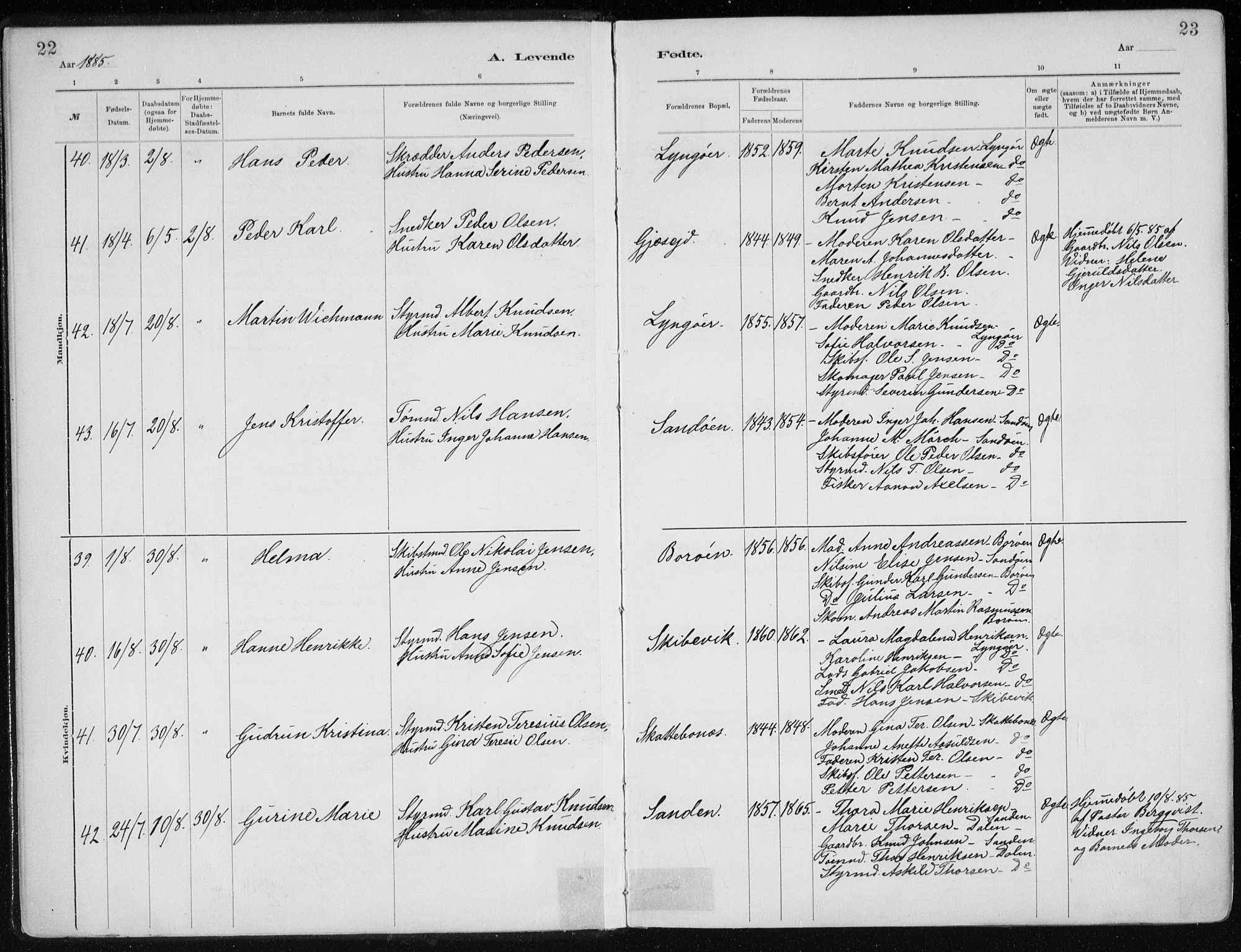 Dypvåg sokneprestkontor, SAK/1111-0007/F/Fa/Faa/L0008: Parish register (official) no. A 8, 1885-1906, p. 22-23