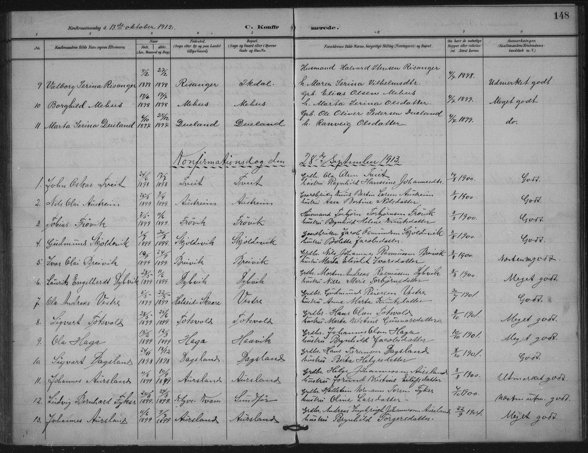 Skjold sokneprestkontor, AV/SAST-A-101847/H/Ha/Haa/L0011: Parish register (official) no. A 11, 1897-1914, p. 148