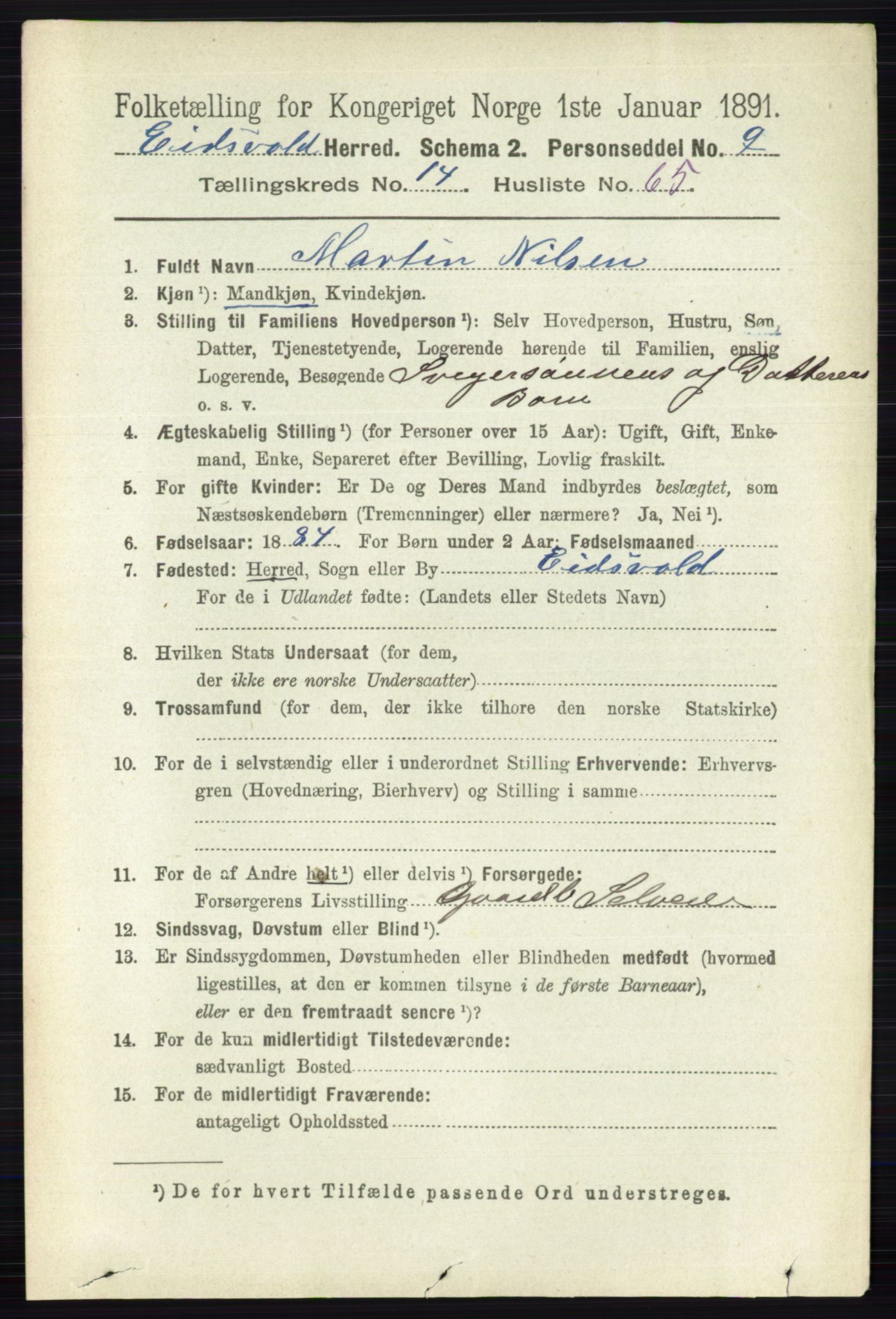 RA, 1891 census for 0237 Eidsvoll, 1891, p. 9836