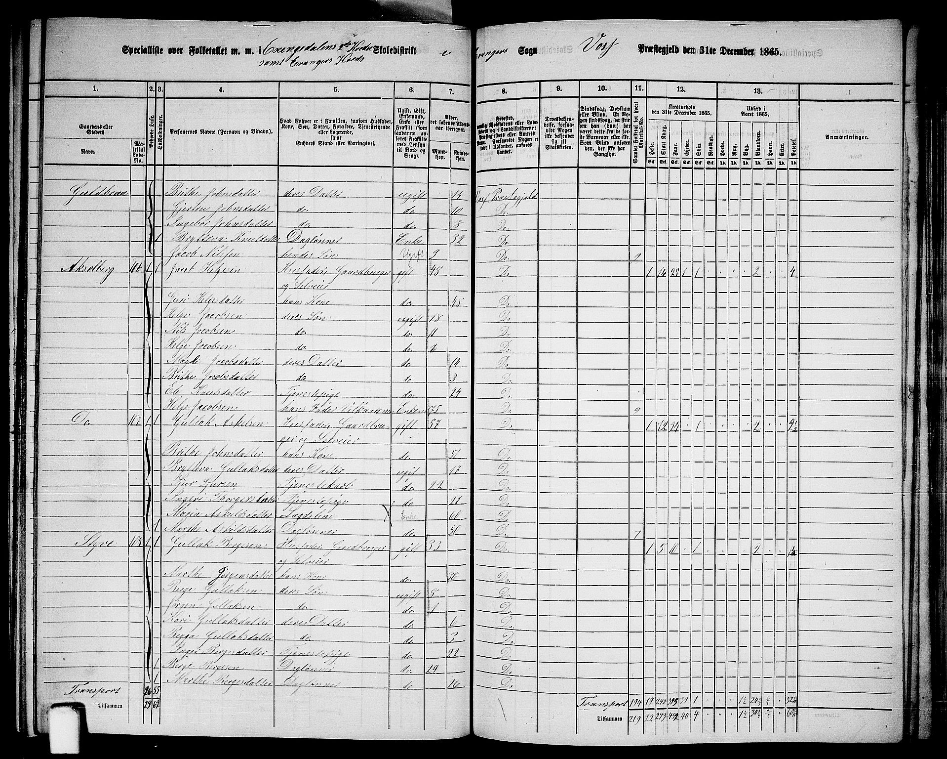 RA, 1865 census for Voss, 1865, p. 363
