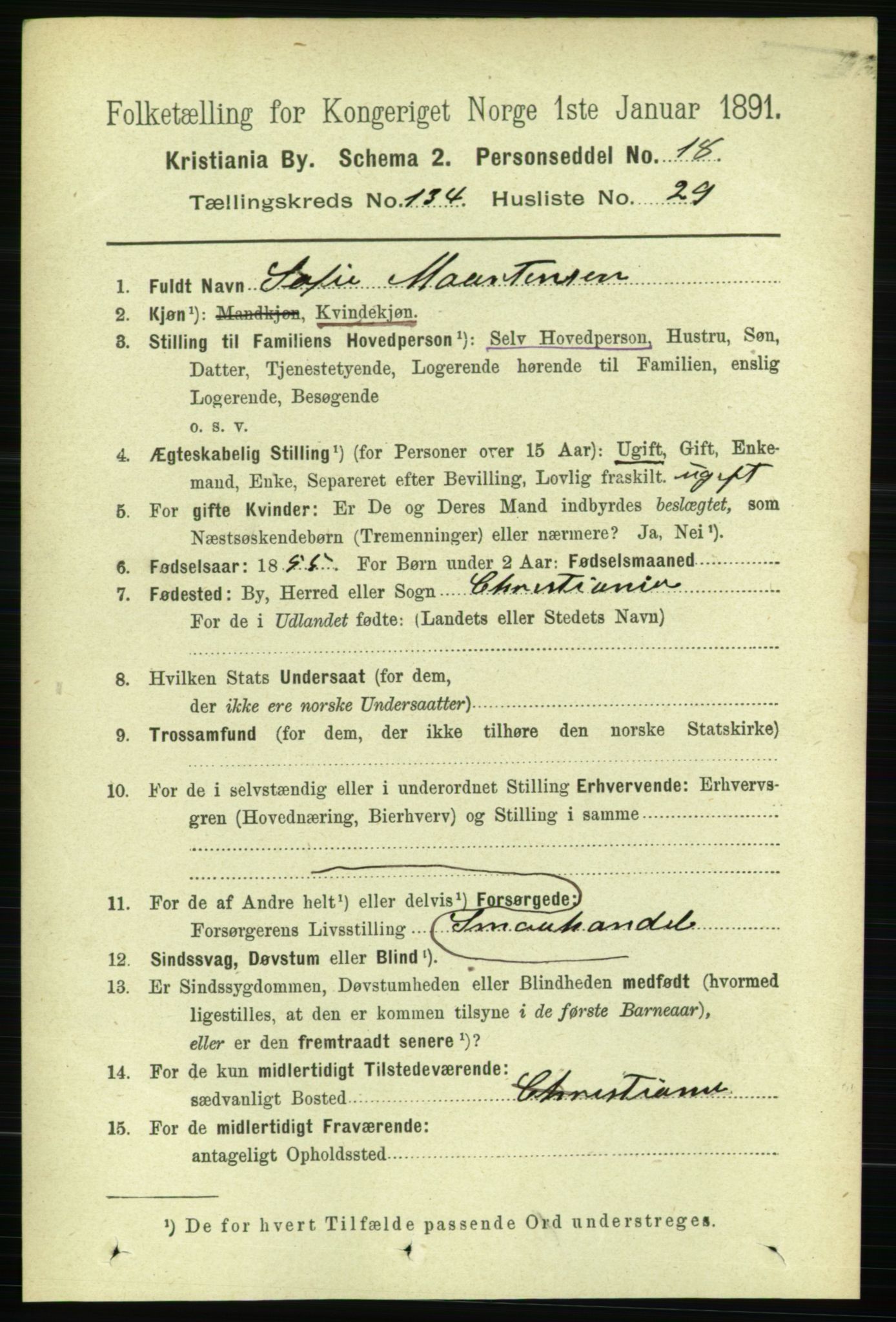 RA, 1891 census for 0301 Kristiania, 1891, p. 74071
