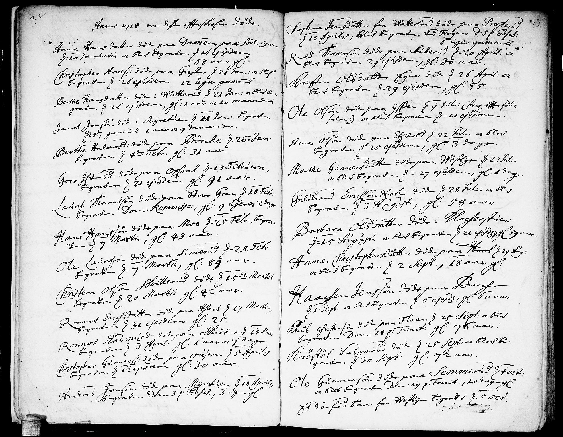 Sørum prestekontor Kirkebøker, AV/SAO-A-10303/F/Fa/L0001: Parish register (official) no. I 1, 1710-1730, p. 32-33