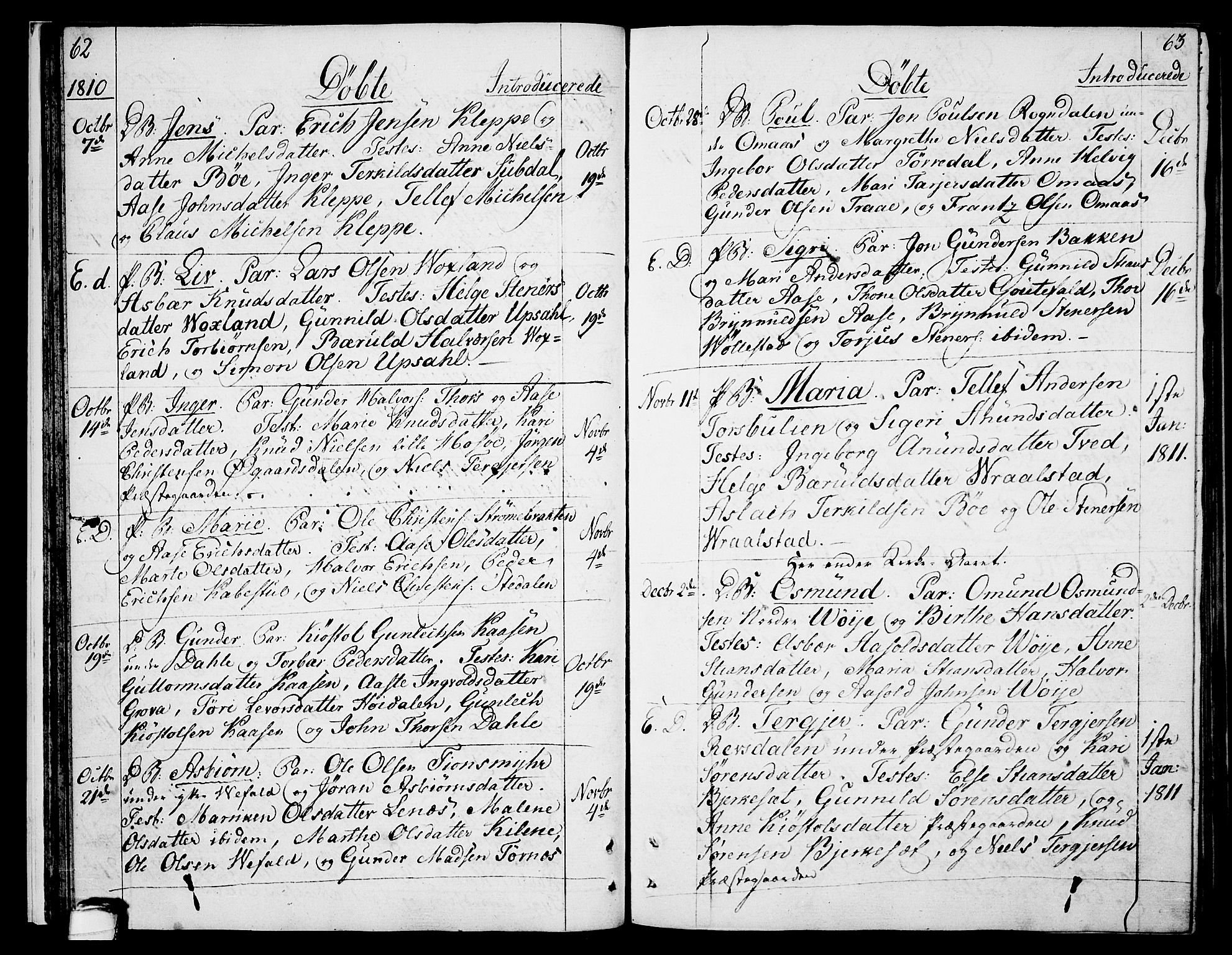 Drangedal kirkebøker, SAKO/A-258/F/Fa/L0004: Parish register (official) no. 4, 1802-1814, p. 62-63