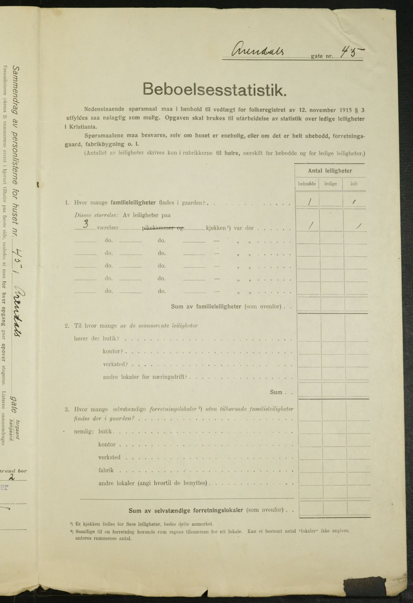 OBA, Municipal Census 1916 for Kristiania, 1916, p. 2239