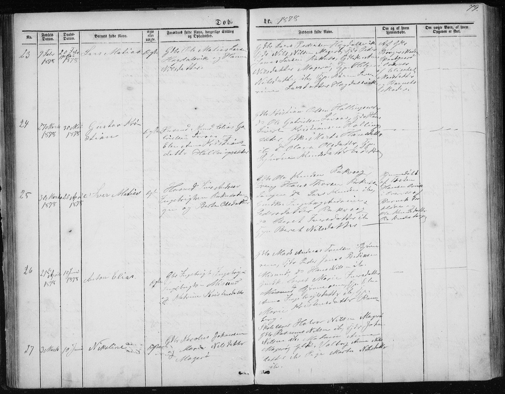 Ministerialprotokoller, klokkerbøker og fødselsregistre - Møre og Romsdal, AV/SAT-A-1454/560/L0724: Parish register (copy) no. 560C01, 1867-1892, p. 79