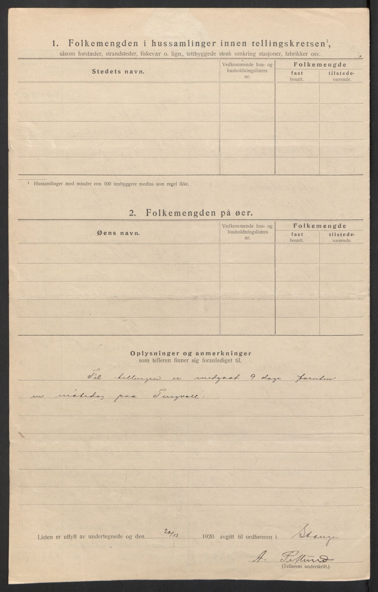 SAH, 1920 census for Stange, 1920, p. 21