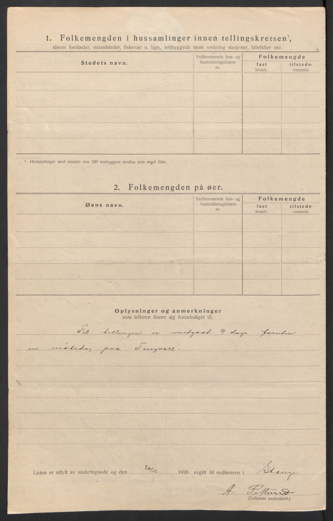 SAH, 1920 census for Stange, 1920, p. 21