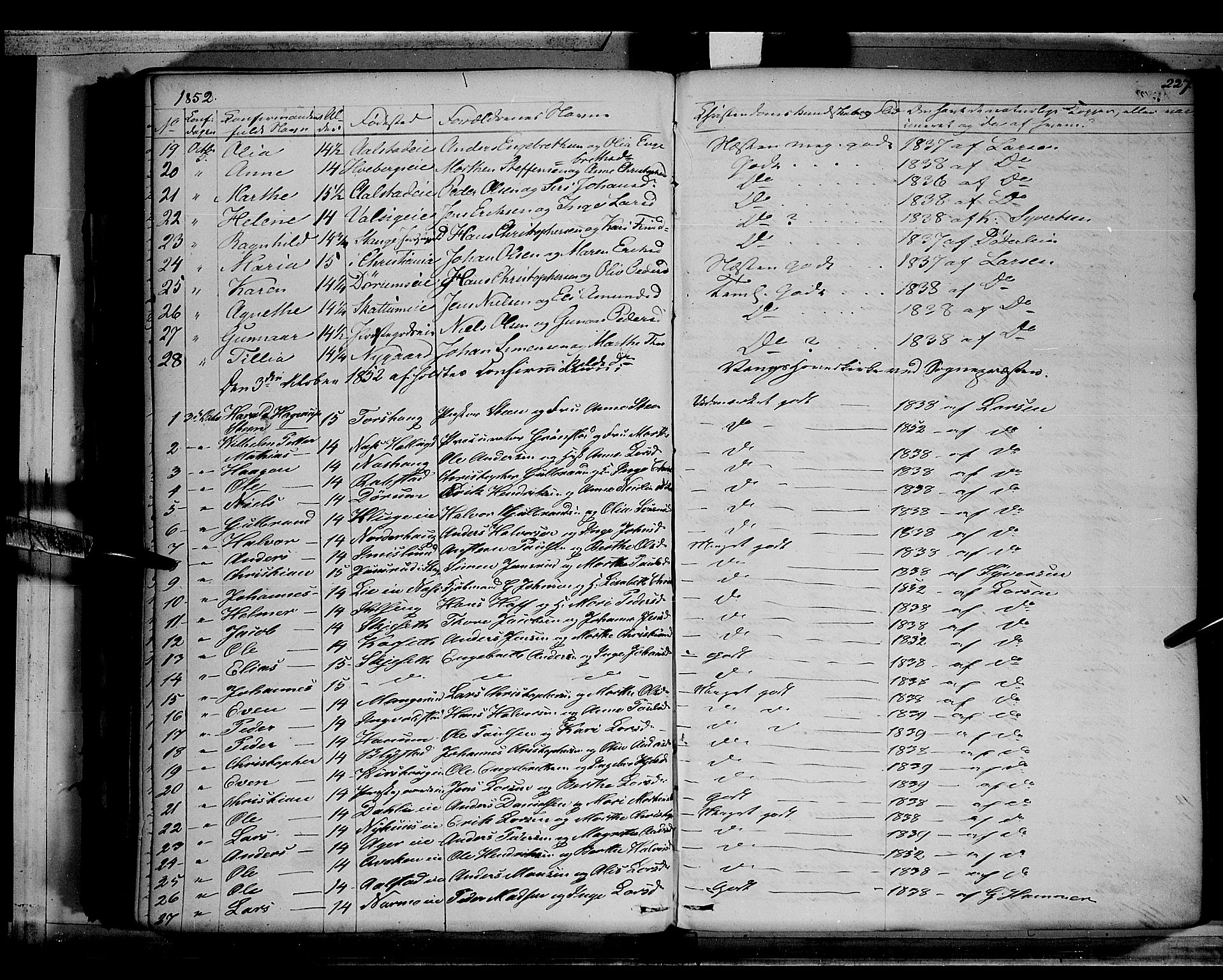 Vang prestekontor, Hedmark, SAH/PREST-008/H/Ha/Haa/L0010: Parish register (official) no. 10, 1841-1855, p. 227
