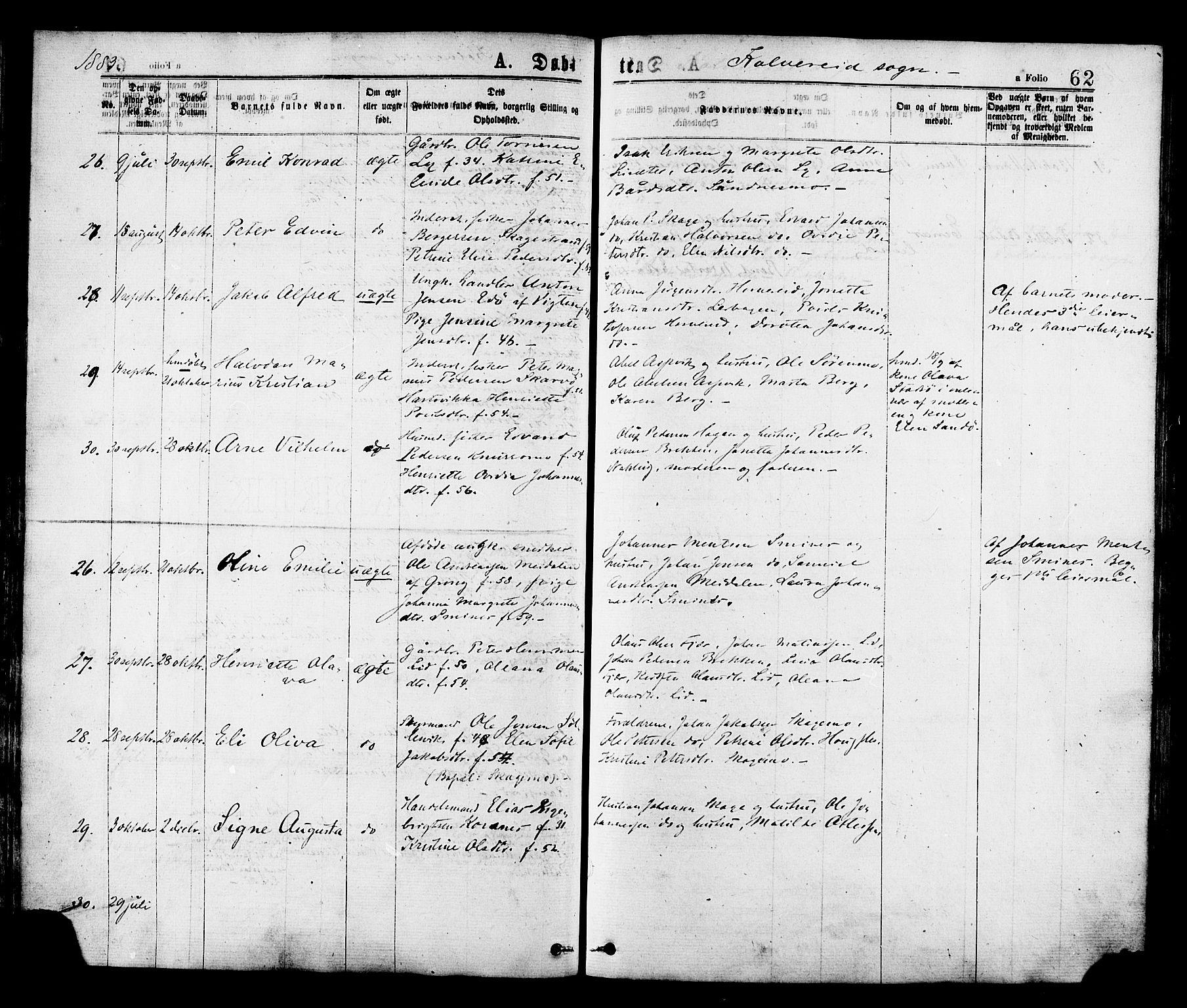 Ministerialprotokoller, klokkerbøker og fødselsregistre - Nord-Trøndelag, AV/SAT-A-1458/780/L0642: Parish register (official) no. 780A07 /1, 1874-1885, p. 62