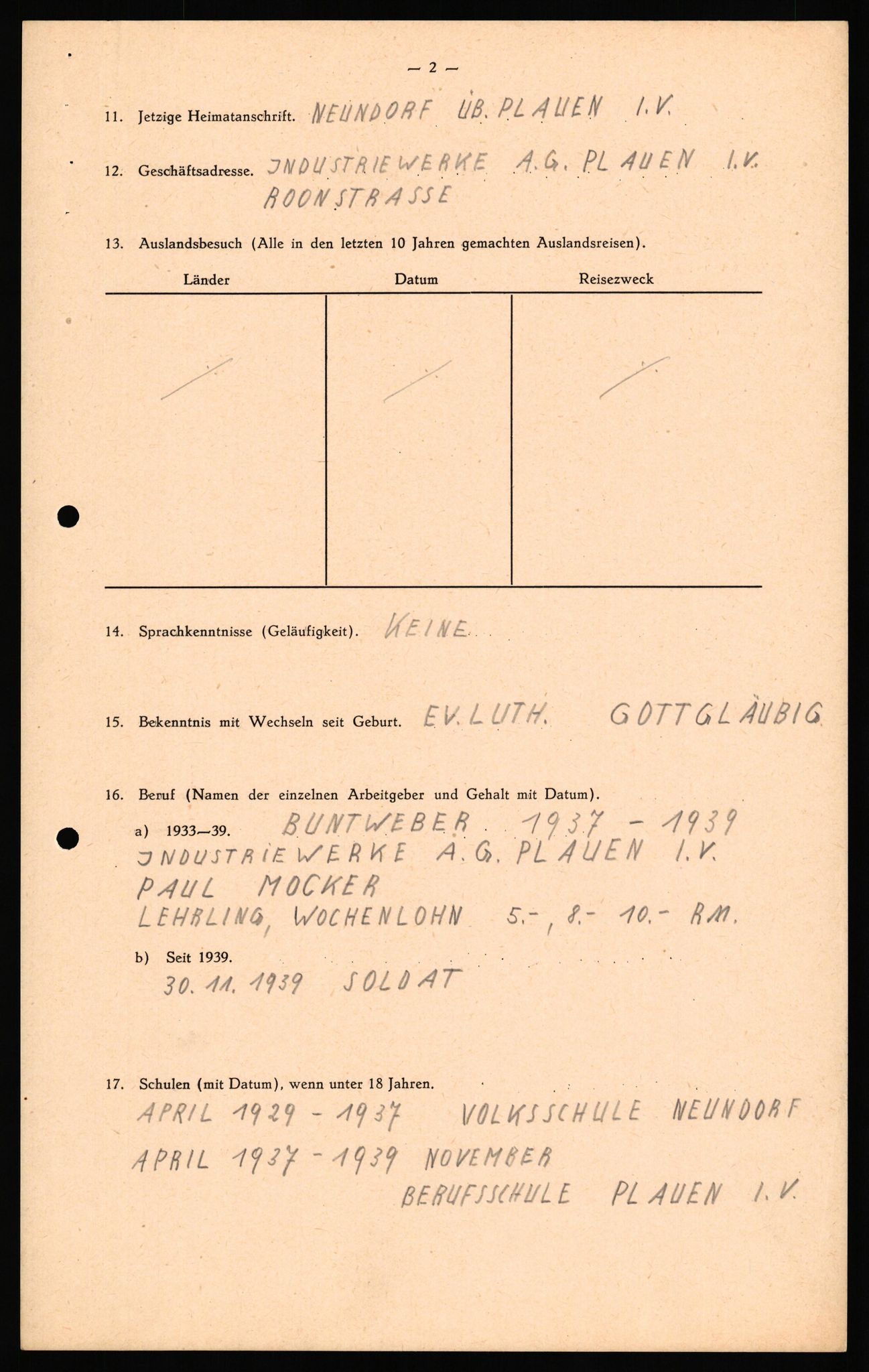 Forsvaret, Forsvarets overkommando II, AV/RA-RAFA-3915/D/Db/L0037: CI Questionaires. Tyske okkupasjonsstyrker i Norge. Tyskere., 1945-1946, p. 90