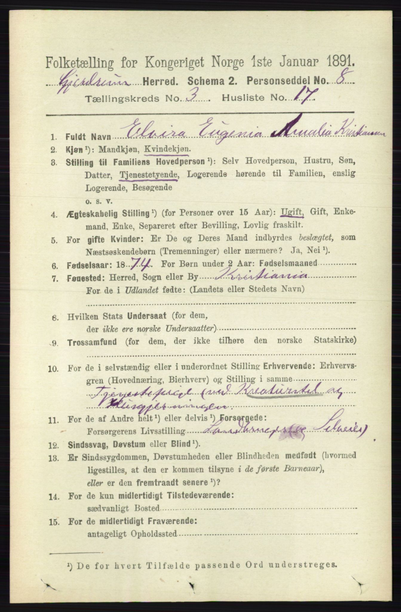 RA, 1891 census for 0234 Gjerdrum, 1891, p. 1351