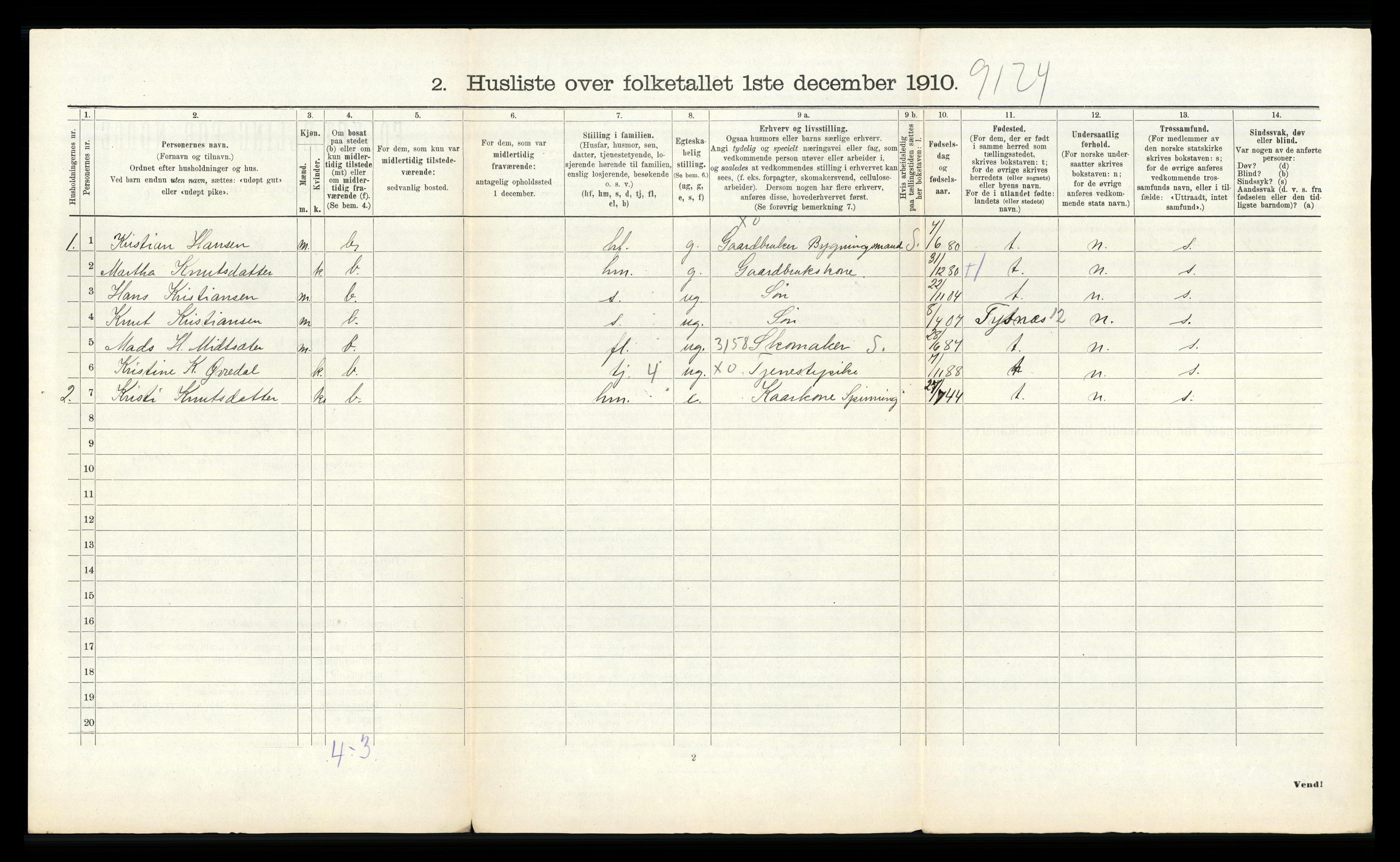 RA, 1910 census for Os, 1910, p. 581