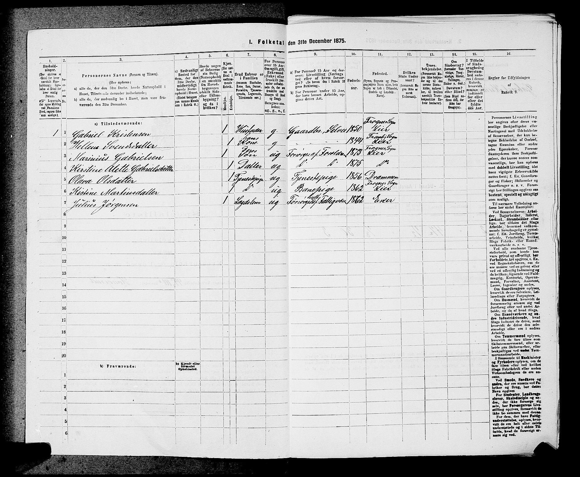 SAKO, 1875 census for 0626P Lier, 1875, p. 699