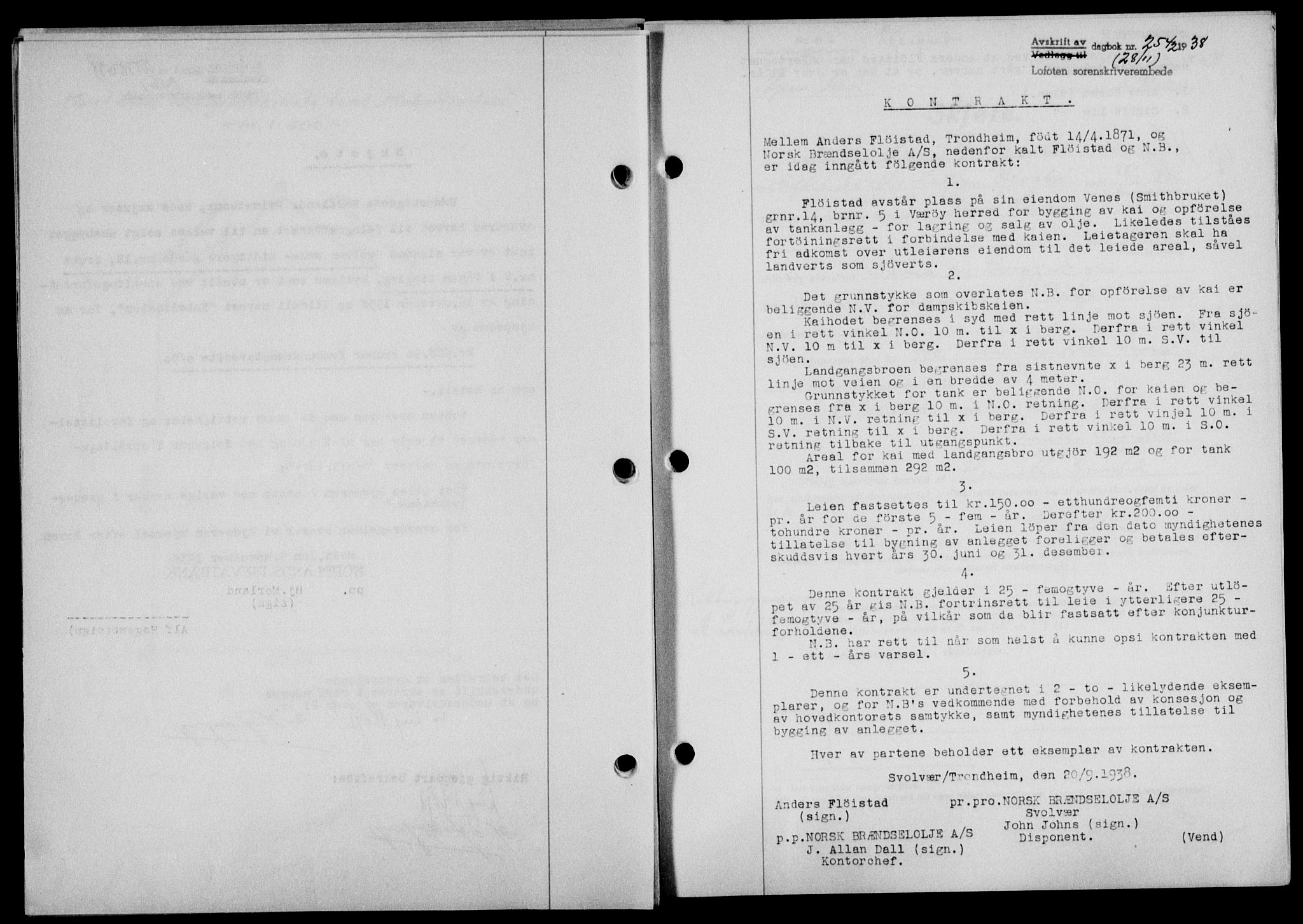 Lofoten sorenskriveri, SAT/A-0017/1/2/2C/L0004a: Mortgage book no. 4a, 1938-1938, Diary no: : 2542/1938