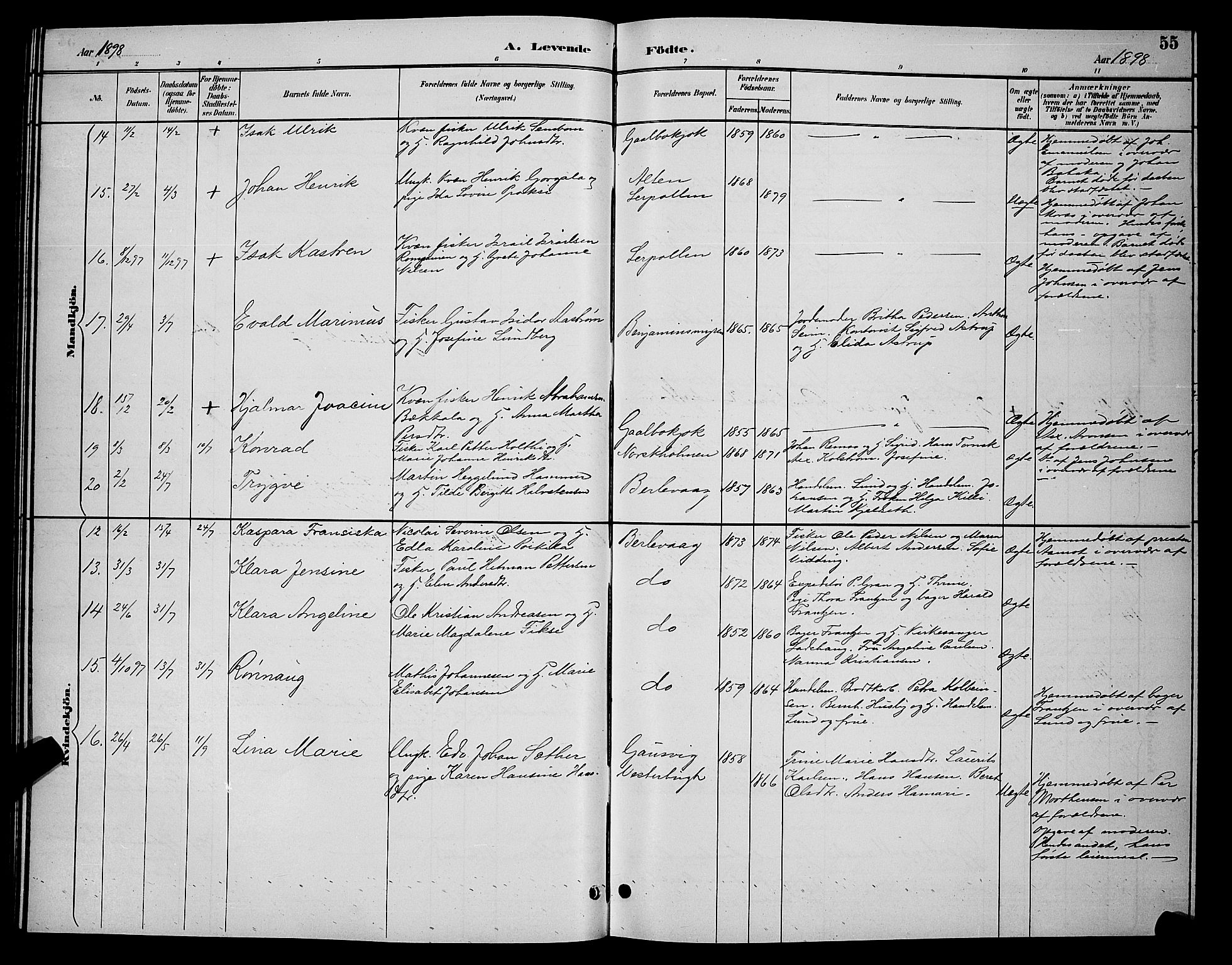 Tana sokneprestkontor, AV/SATØ-S-1334/H/Hb/L0004klokker: Parish register (copy) no. 4, 1890-1903, p. 55