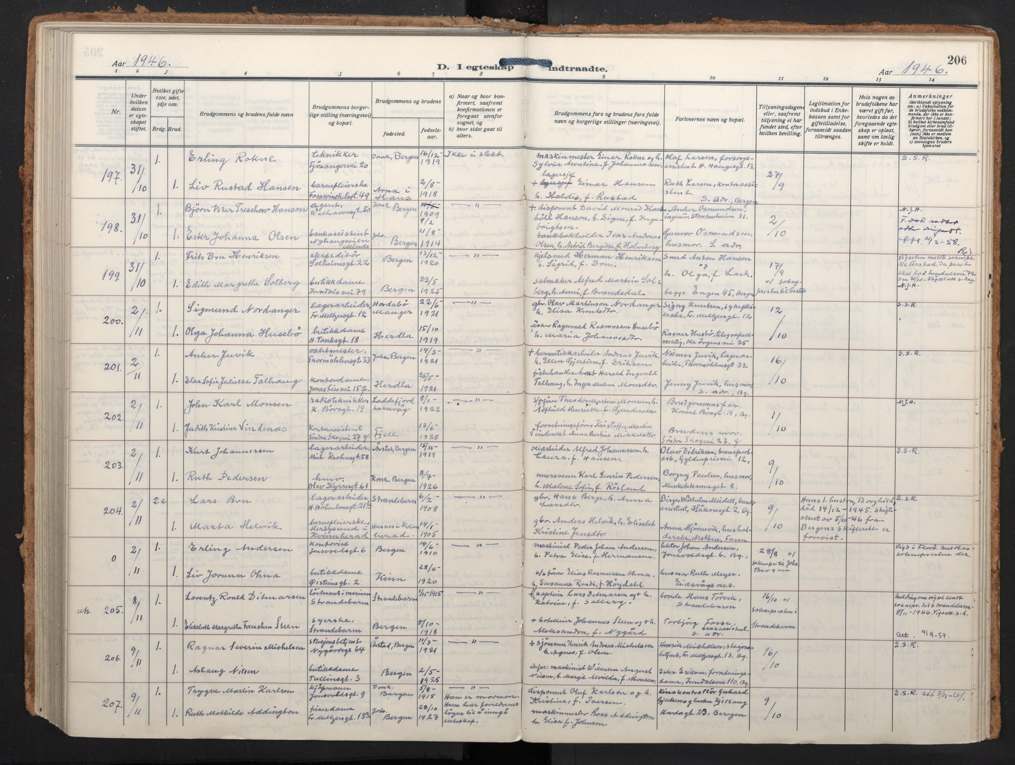 Johanneskirken sokneprestembete, AV/SAB-A-76001/H/Haa/L0014: Parish register (official) no. D 3, 1929-1949, p. 205b-206a