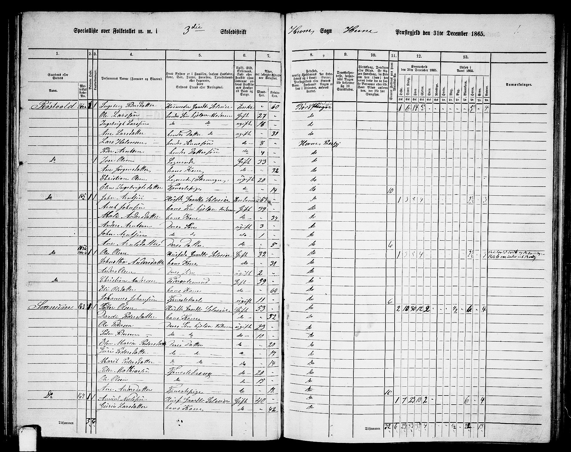 RA, 1865 census for Hemne, 1865, p. 59