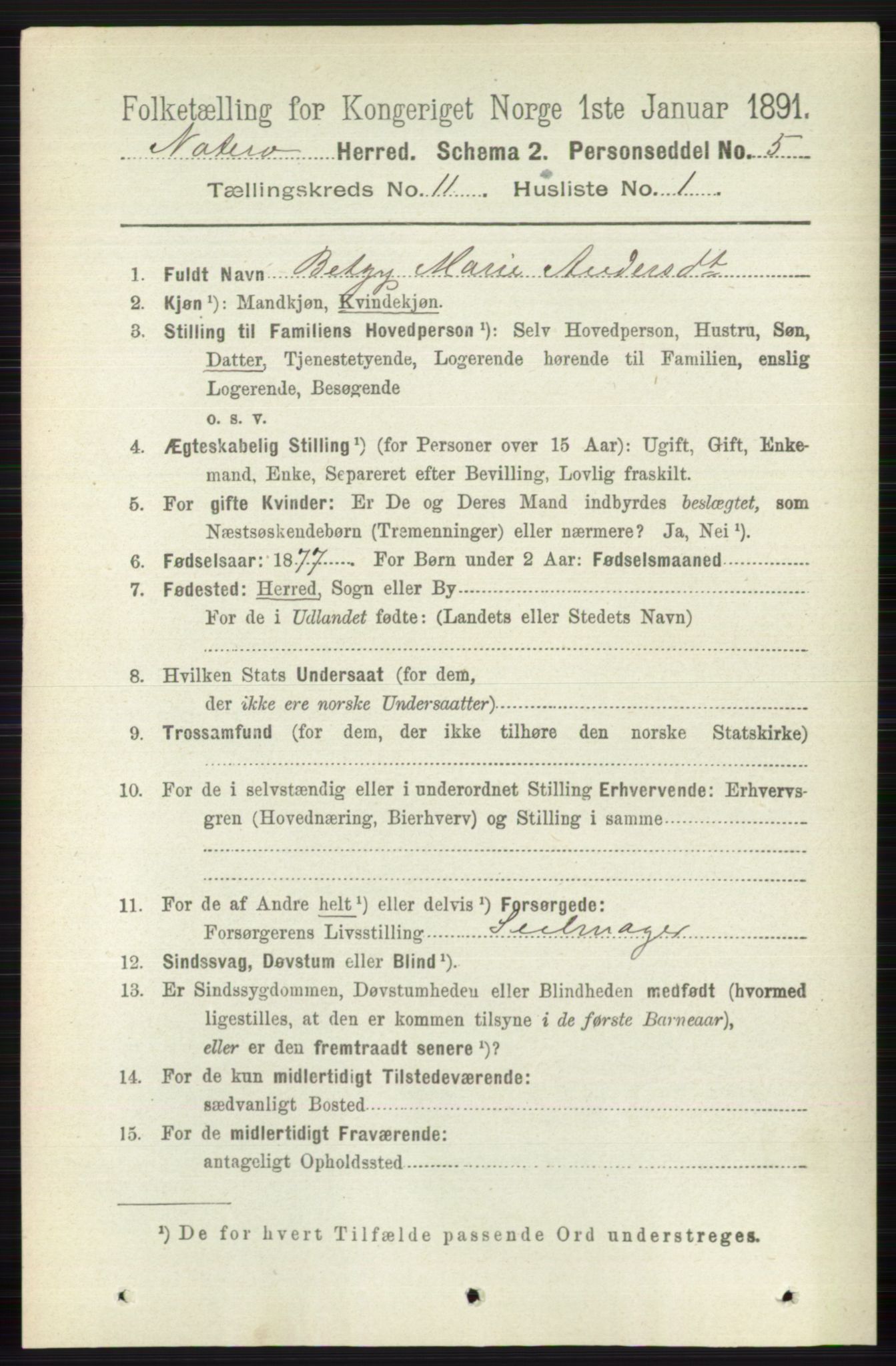 RA, 1891 census for 0722 Nøtterøy, 1891, p. 5817