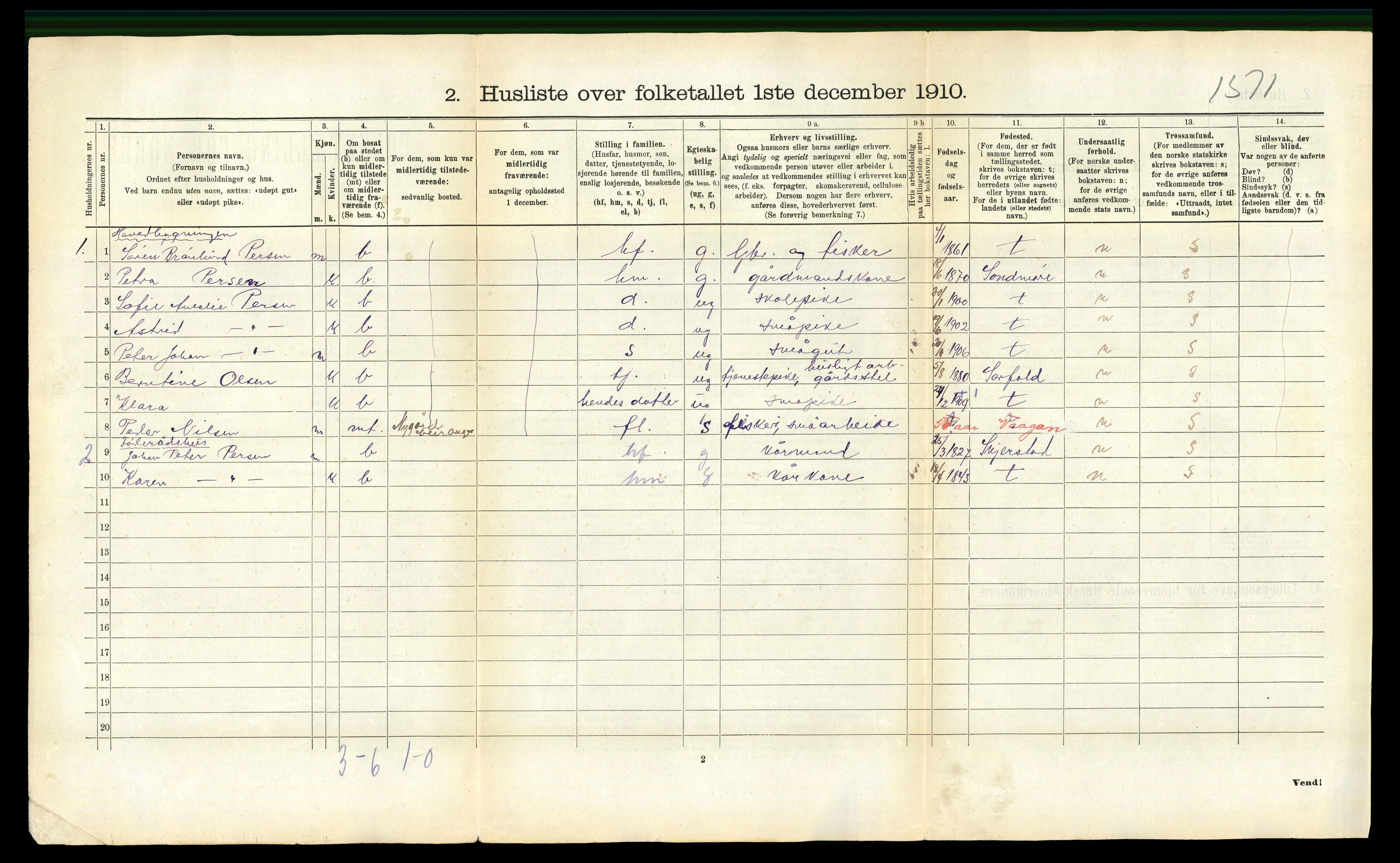 RA, 1910 census for Leiranger, 1910, p. 366