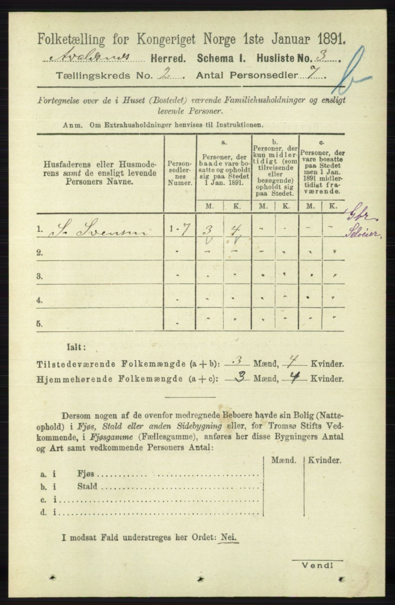 RA, 1891 census for 1147 Avaldsnes, 1891, p. 1892