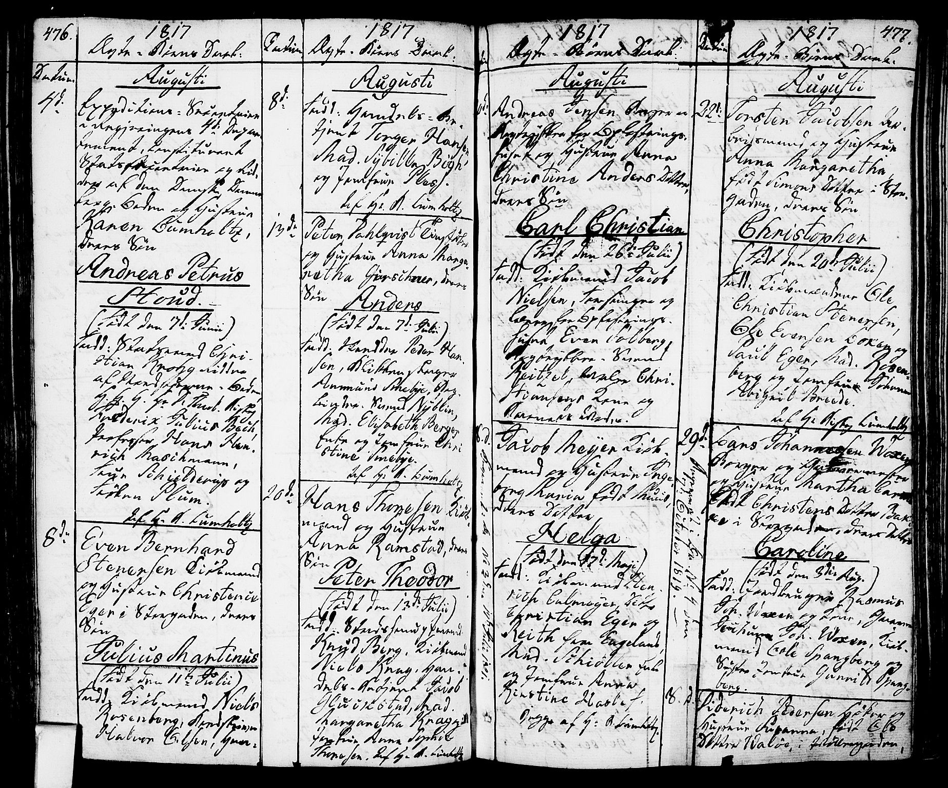 Oslo domkirke Kirkebøker, SAO/A-10752/F/Fa/L0006: Parish register (official) no. 6, 1807-1817, p. 476-477