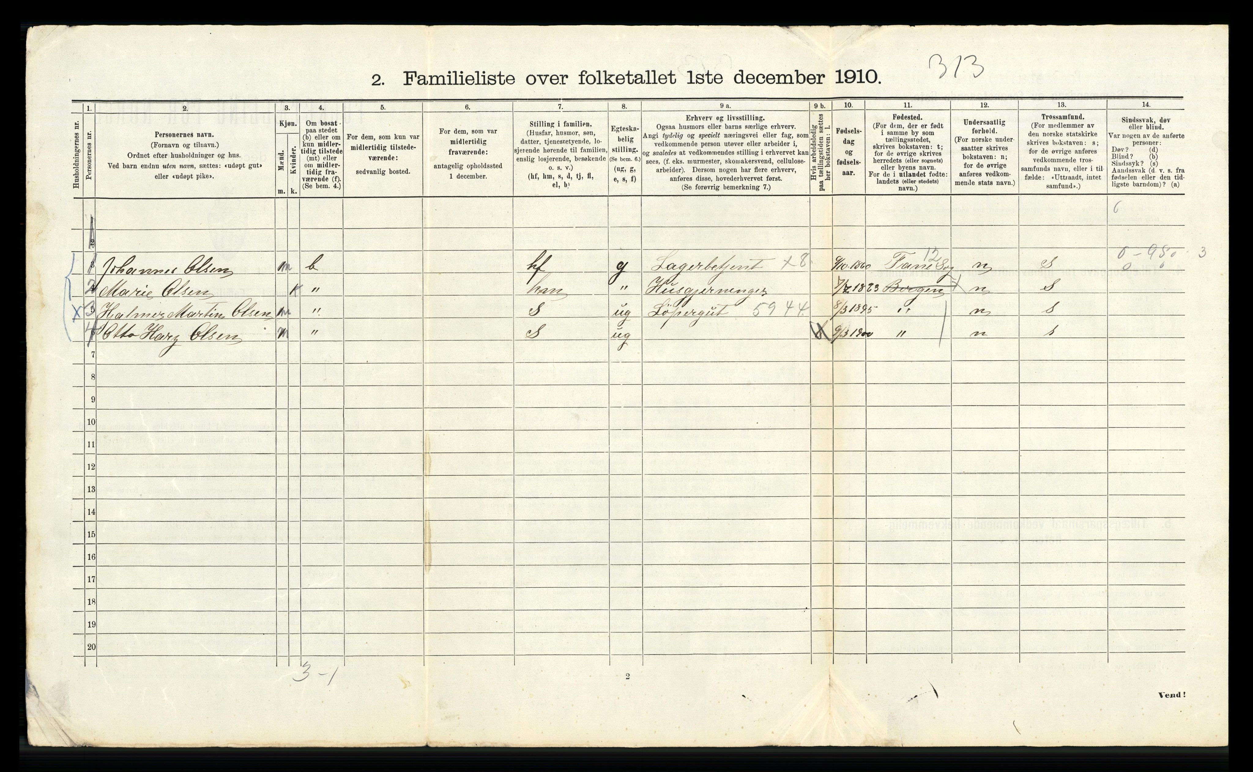 RA, 1910 census for Bergen, 1910, p. 29490