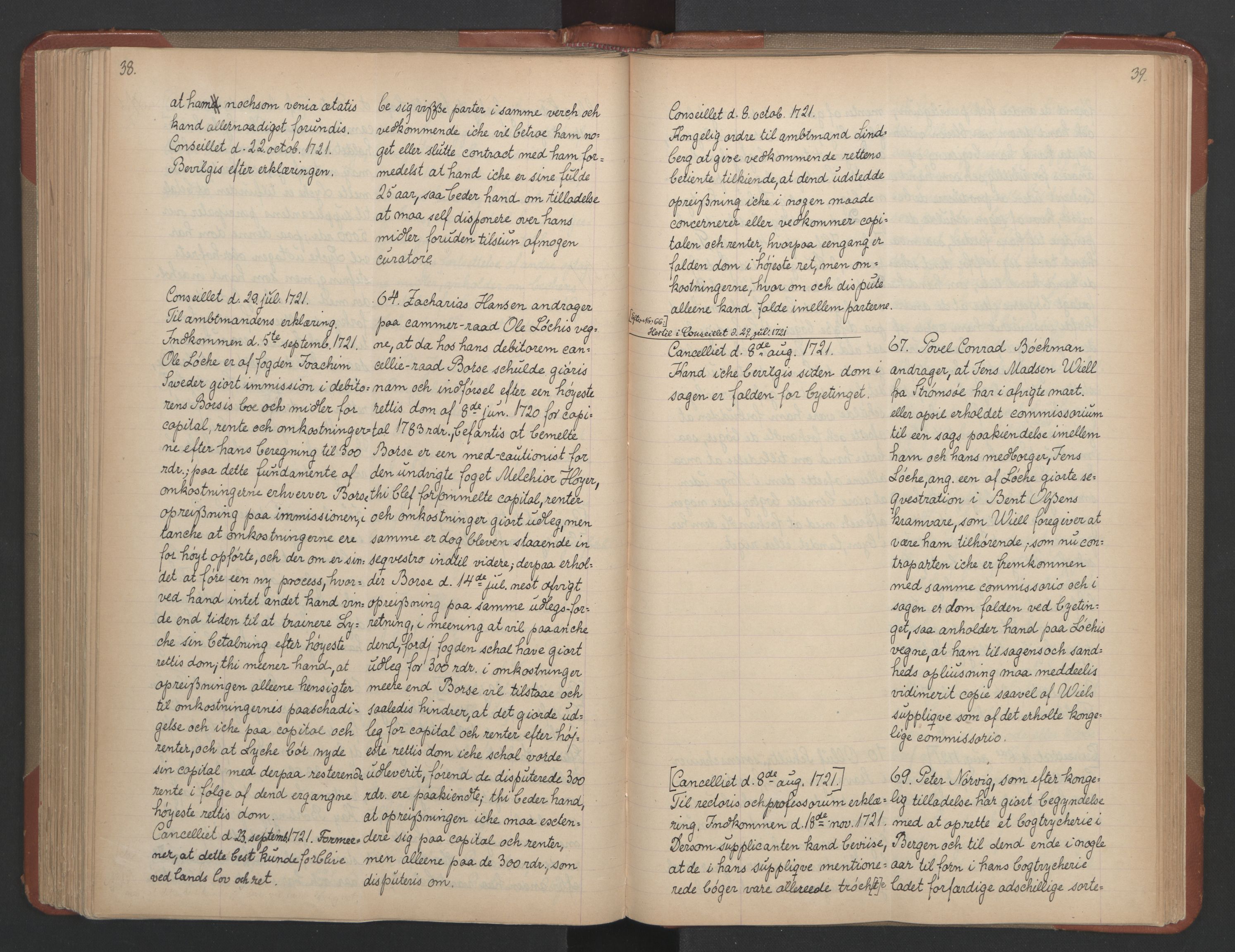 Avskriftsamlingen, AV/RA-EA-4022/F/Fa/L0084: Supplikker, 1721, p. 205
