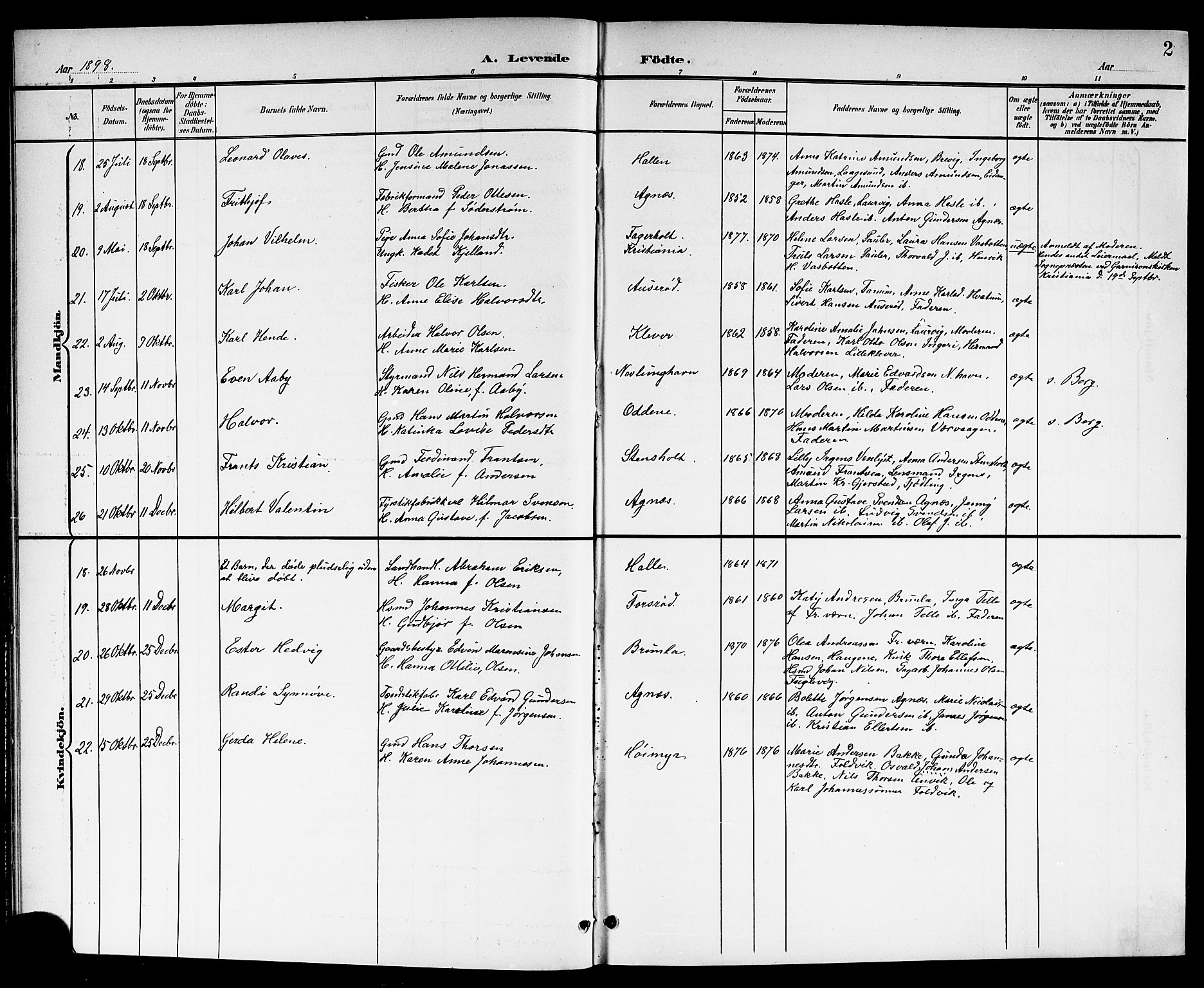 Brunlanes kirkebøker, SAKO/A-342/G/Ga/L0004: Parish register (copy) no. I 4, 1898-1921, p. 2