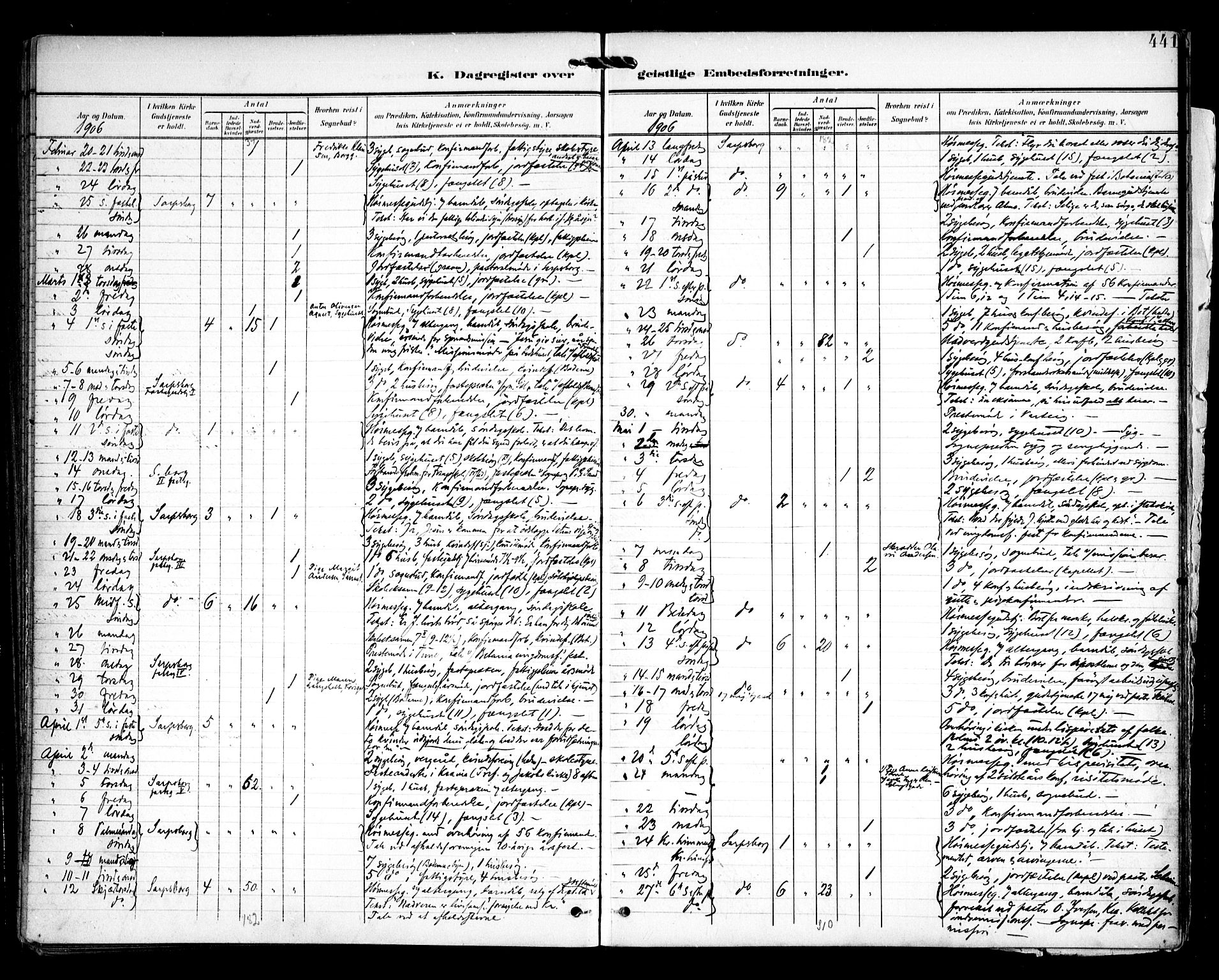 Sarpsborg prestekontor Kirkebøker, SAO/A-2006/F/Fa/L0006: Parish register (official) no. 6, 1900-1909, p. 441