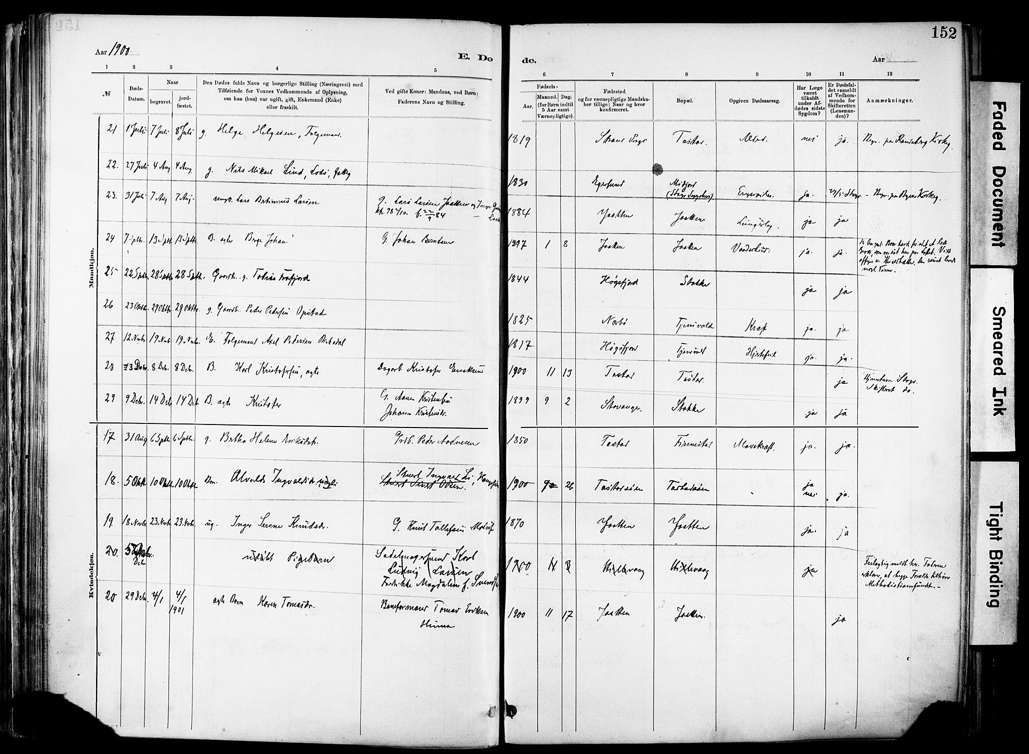 Hetland sokneprestkontor, AV/SAST-A-101826/30/30BA/L0012: Parish register (official) no. A 12, 1882-1912, p. 152