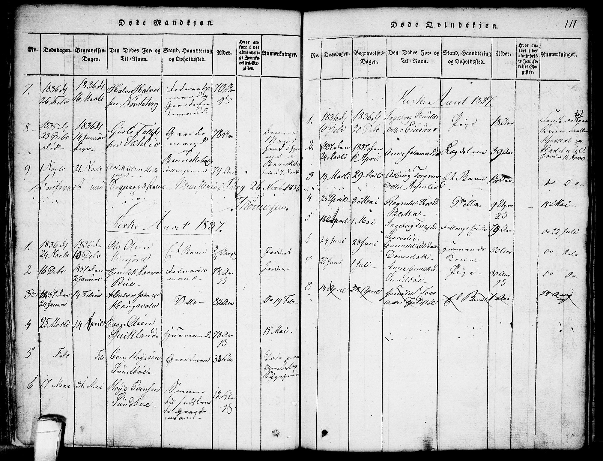 Seljord kirkebøker, SAKO/A-20/G/Gb/L0002: Parish register (copy) no. II 2, 1815-1854, p. 111