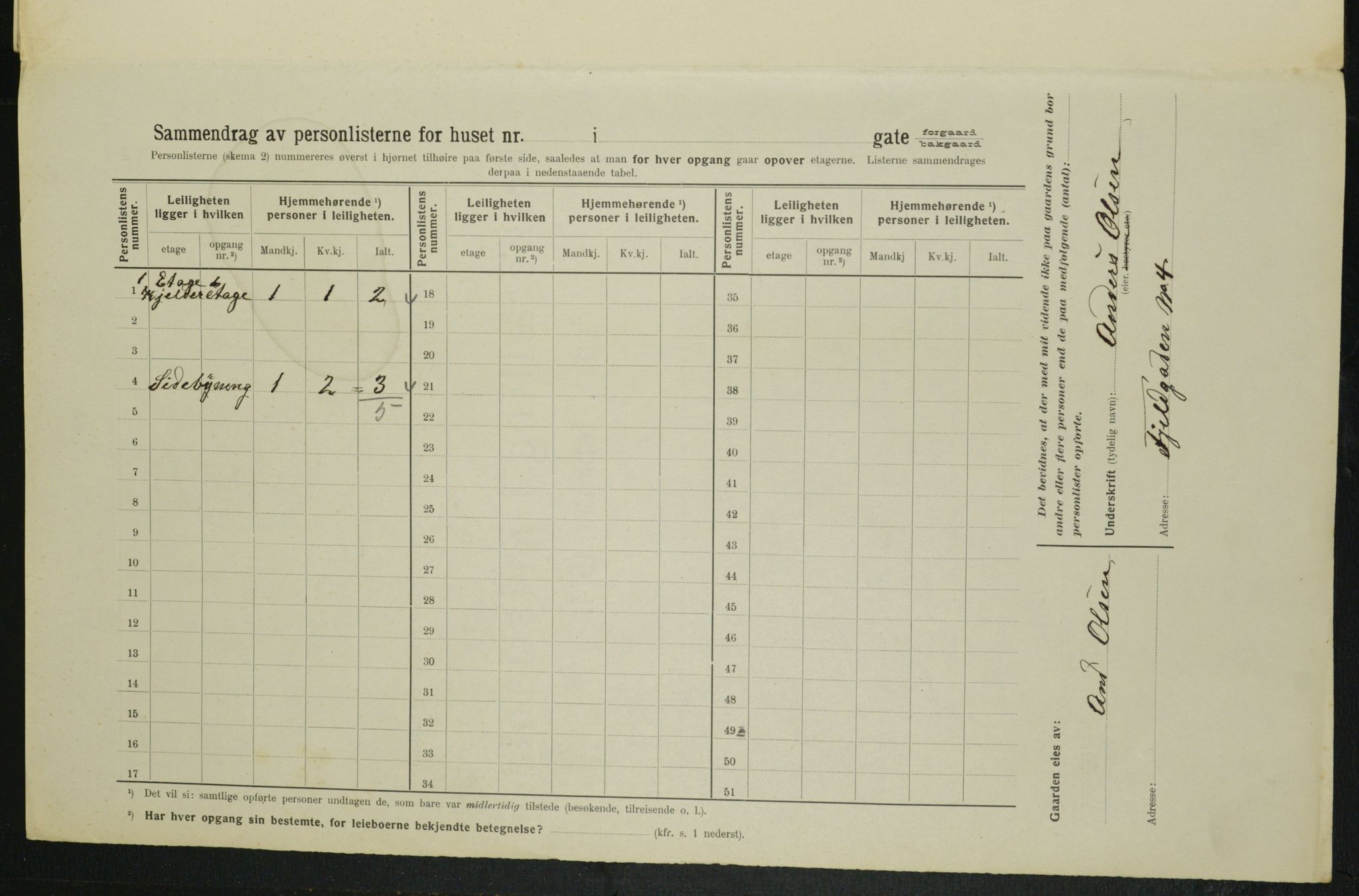 OBA, Municipal Census 1914 for Kristiania, 1914, p. 24464