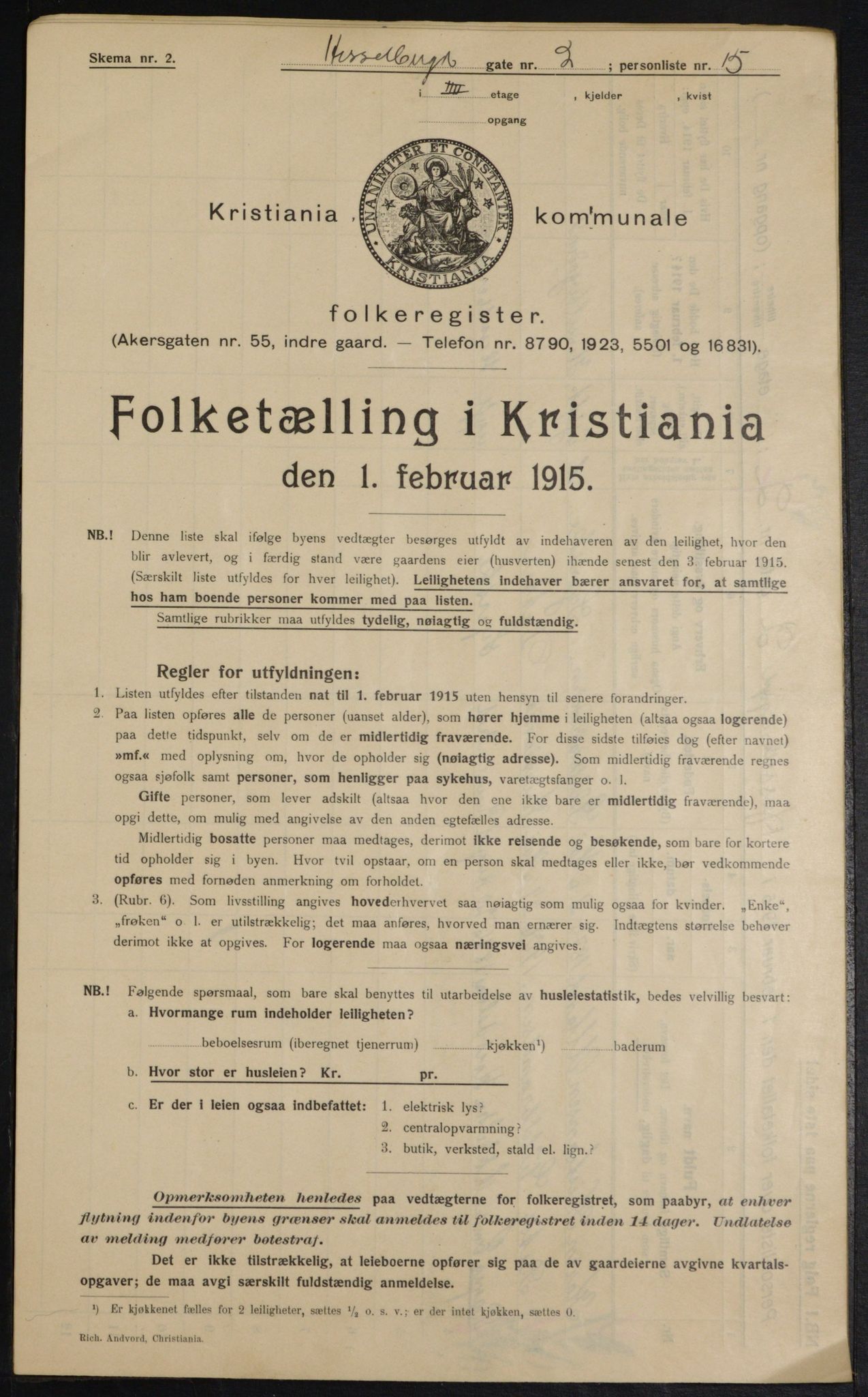 OBA, Municipal Census 1915 for Kristiania, 1915, p. 39451