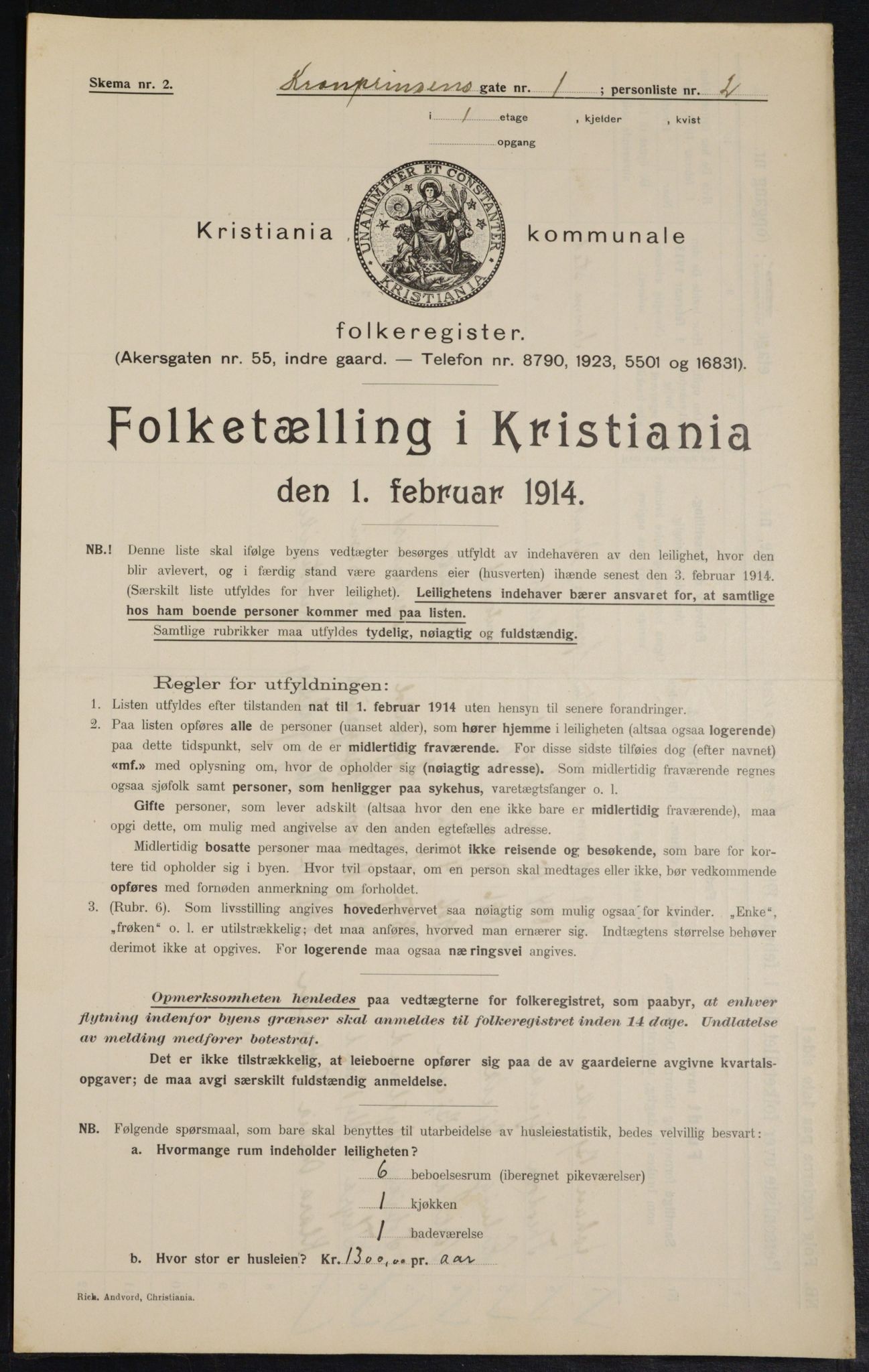 OBA, Municipal Census 1914 for Kristiania, 1914, p. 54394