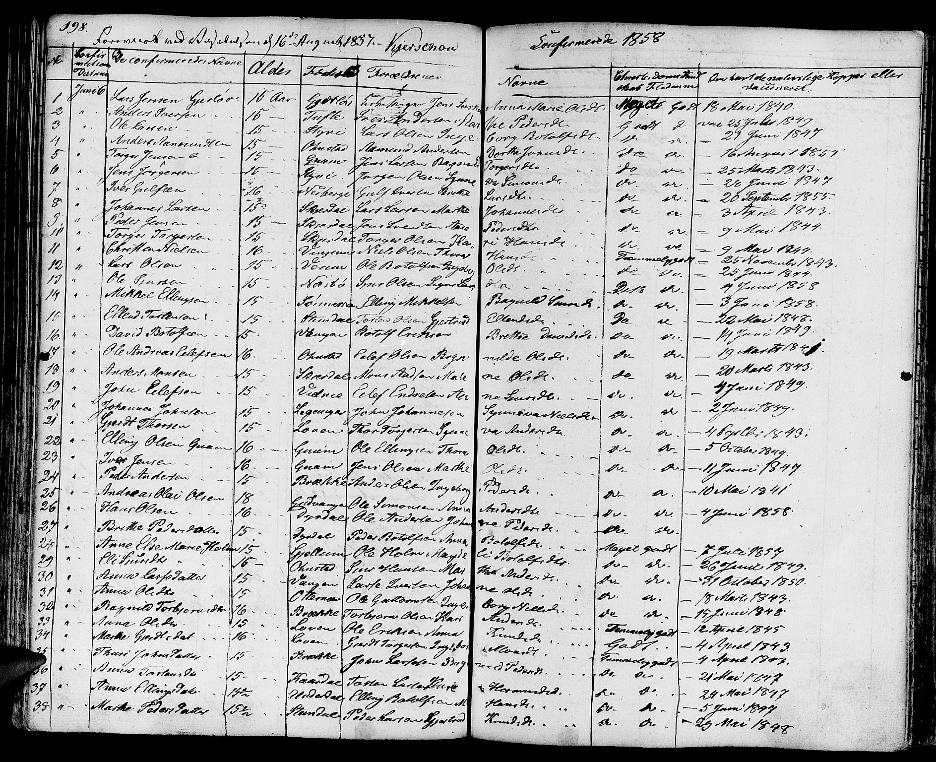 Aurland sokneprestembete, SAB/A-99937/H/Ha/Haa/L0006: Parish register (official) no. A 6, 1821-1859, p. 198